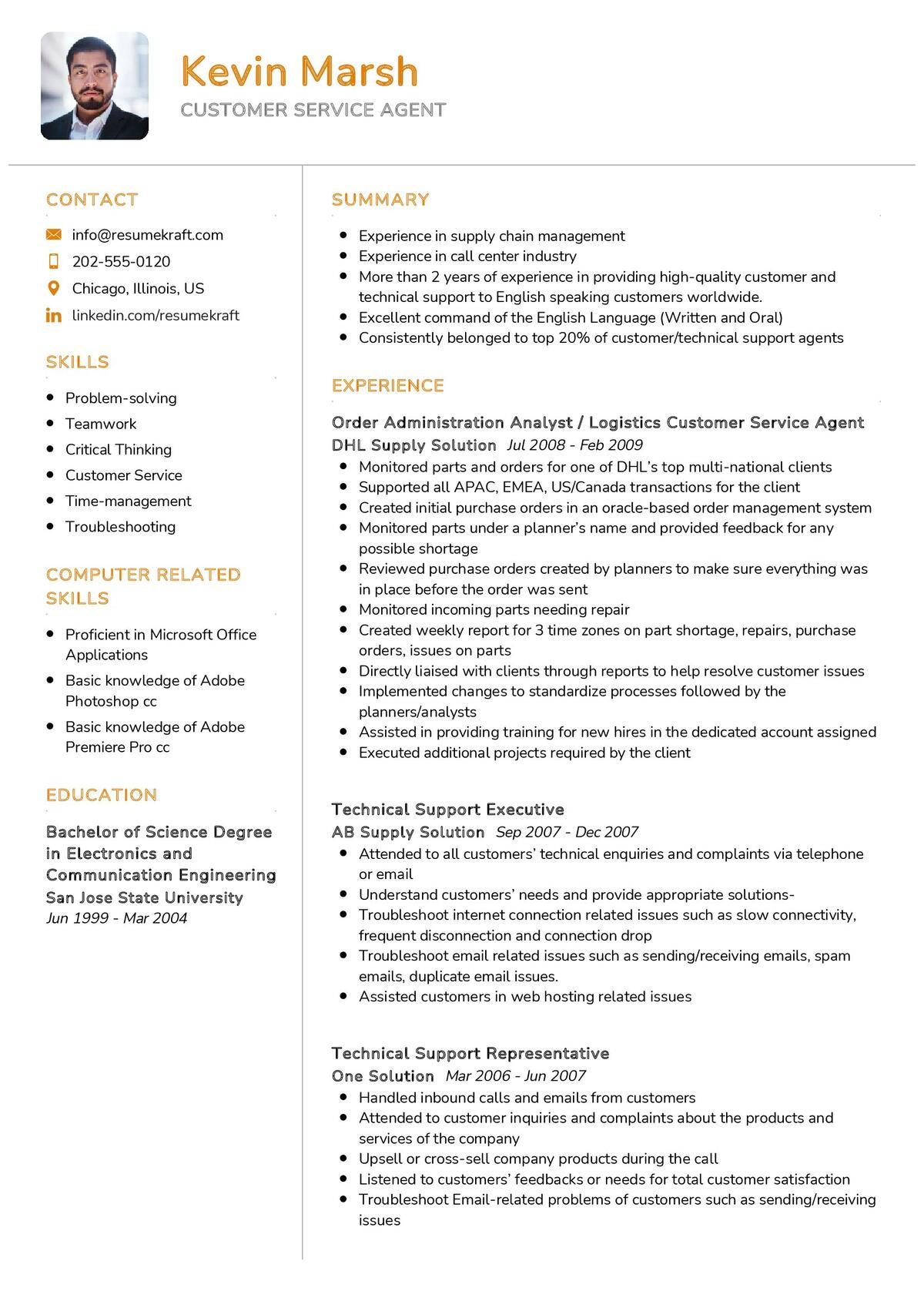 Sample Of A Great Customer Service Resume Customer Service Agent Cv Sample 2022 Writing Tips – Resumekraft