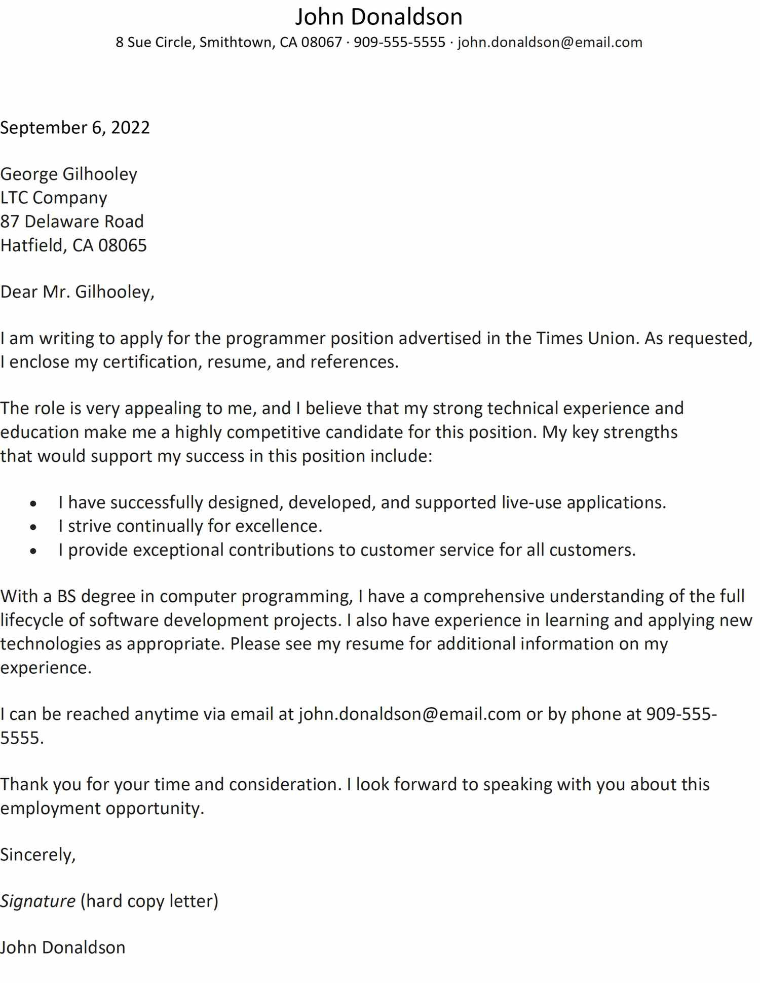Sample Of A Great Resume Cover Letter Sample Cover Letter for A Job Application