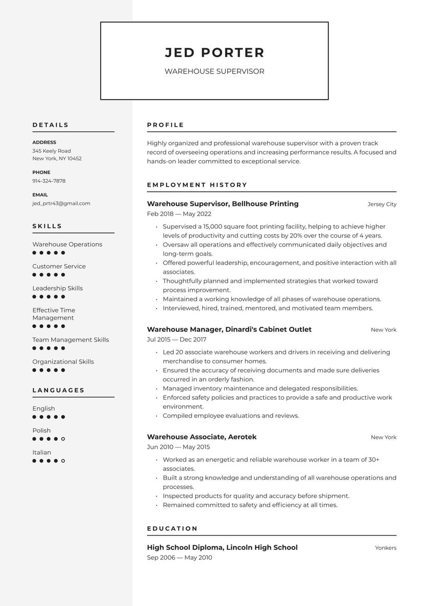 Sample Resume Examples Of Supervisory Skills Warehouse Supervisor Resume Examples & Writing Tips 2022 (free Guide)