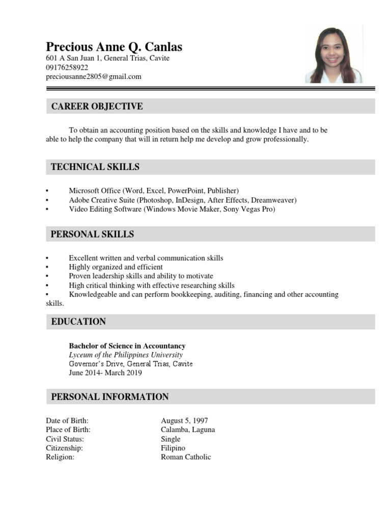 Sample Resume for Accountants In the Philippines Resume and Cover Letter (buscor) Pdf Accounting Business