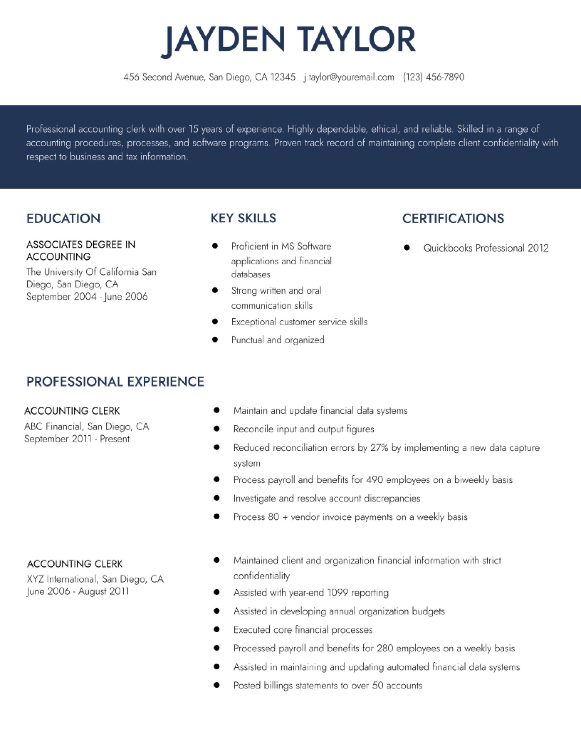 Sample Resume for Accounting Clerk No Experience Accounting Clerk Resume Examples In 2022 – Resumebuilder.com