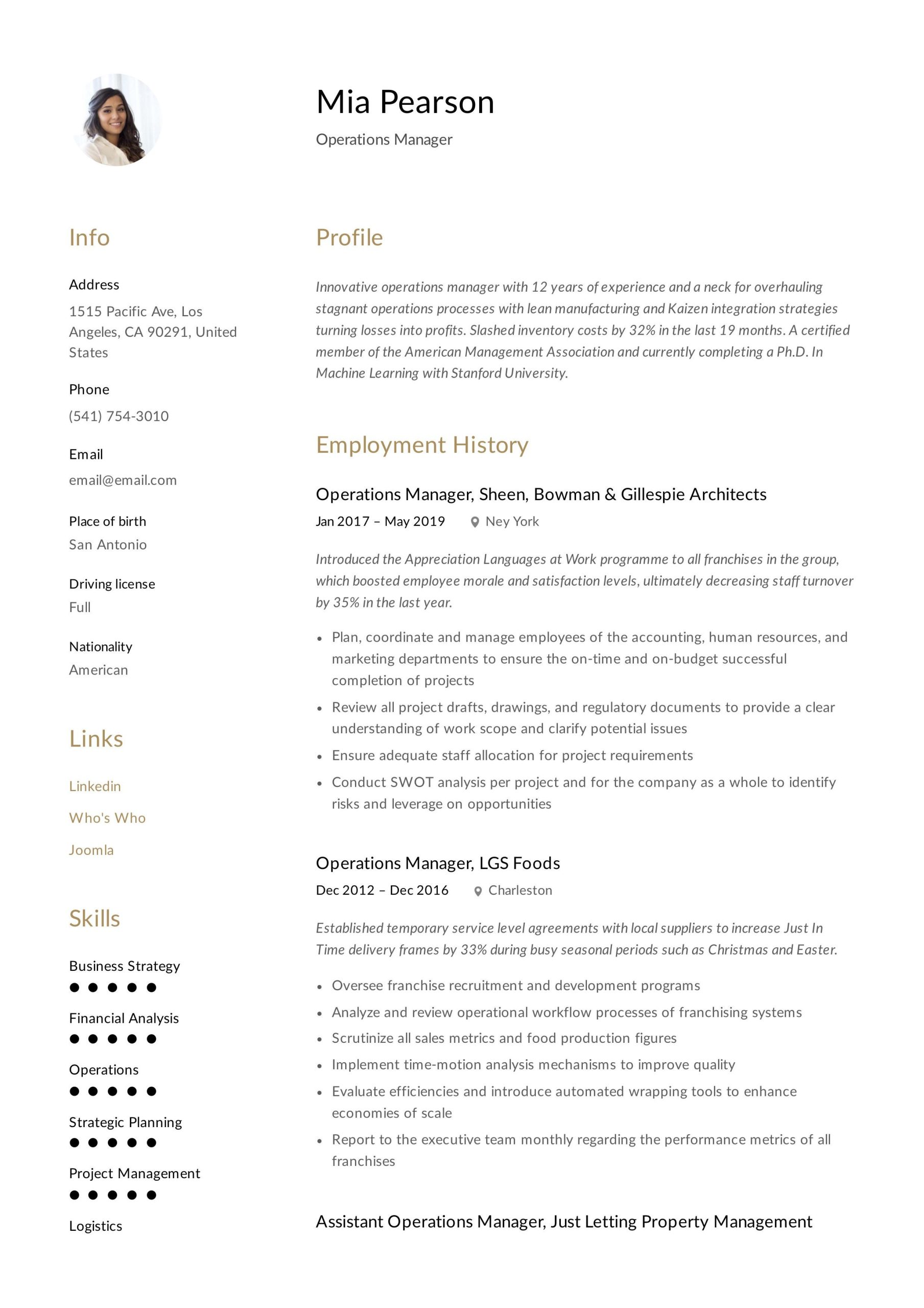 Sample Resume for Business Operations Manager Operations Manager Resume Template Operations Management …