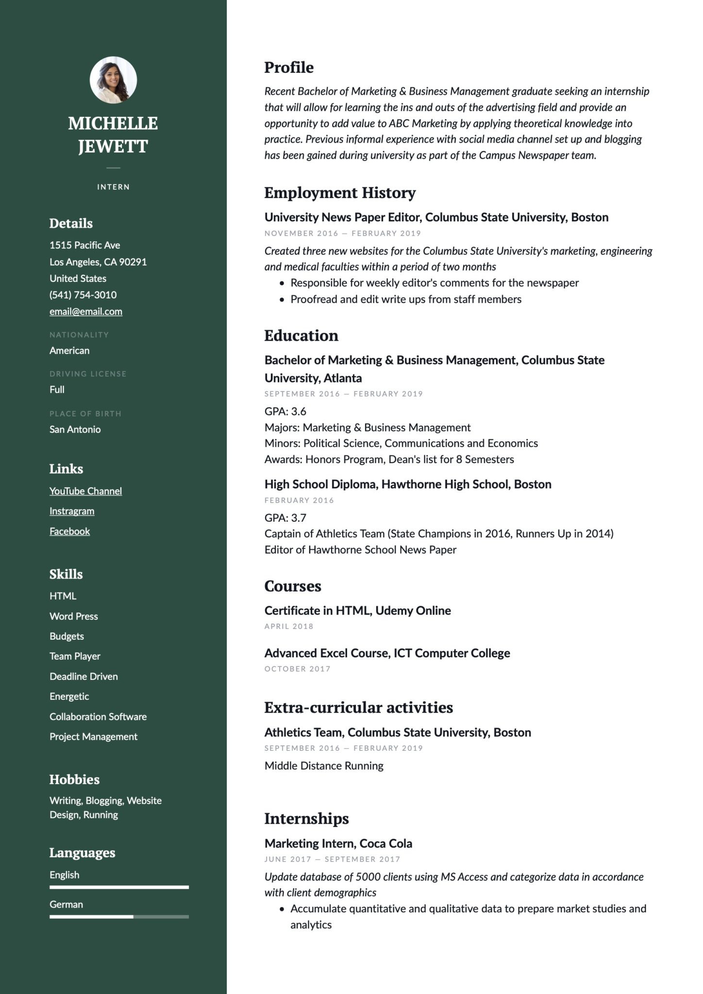 Sample Resume for Business Summer Intern Intern Resume & Writing Guide   20 Examples 2022