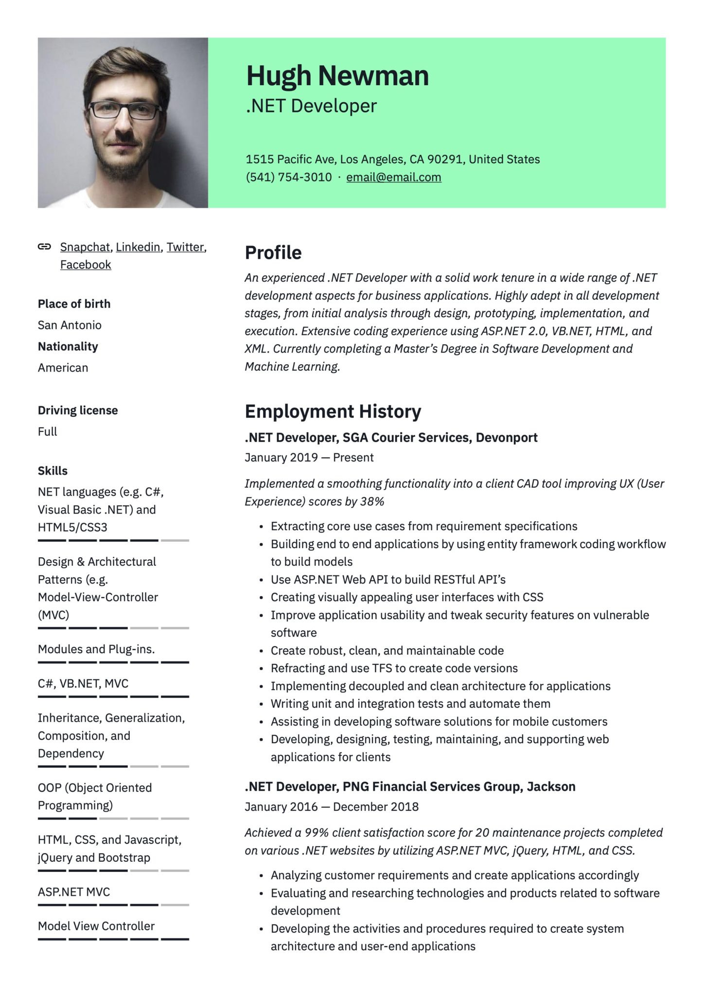 Sample Resume for C Net Developer Net Developer Resume & Writing Guide  17 Templates 2022