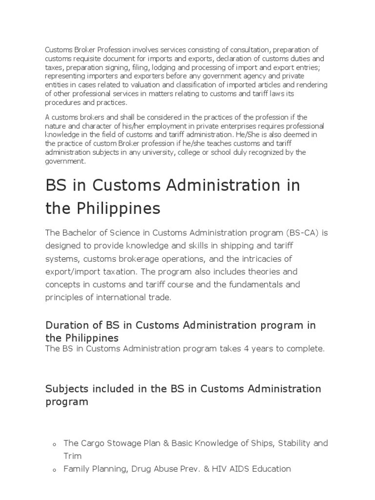 Sample Resume for Customs Broker Philippines Customs Broker Profession Pdf Customs Cargo