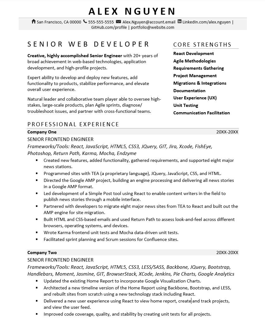 Sample Resume for Experienced Core Java Developer Java Developer Resume Monster.com