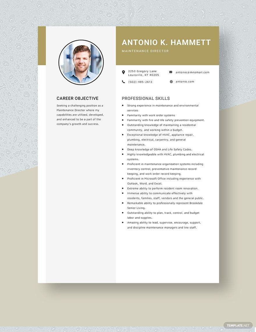 Sample Resume for Experienced Electrical Maintenance Manager Maintenance Resume Templates – Design, Free, Download Template.net