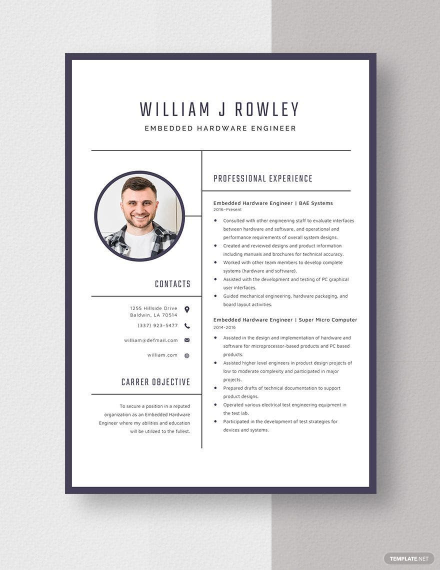 Sample Resume for Experienced Embedded Hardware Engineer Free Free Embedded Hardware Engineer Resume Template – Word, Apple …