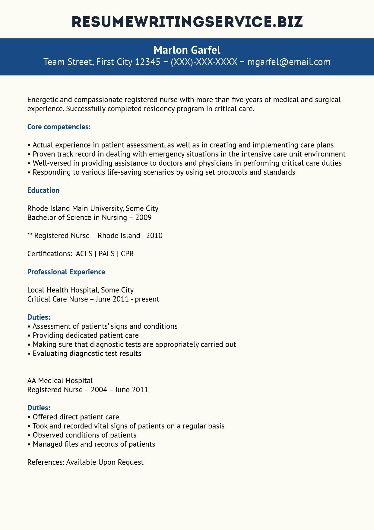 Sample Resume for Experienced Icu Nurse Quality Critical Care Nurse Resume Nursing Resume, Registered …