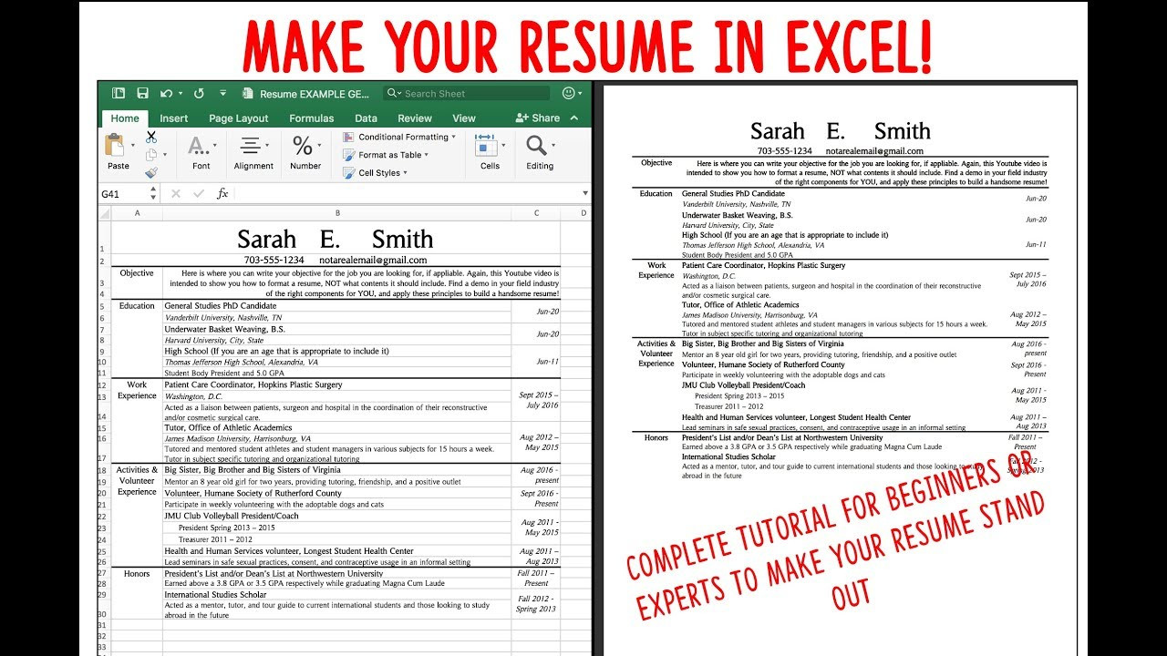 Sample Resume for Experienced In Excel Make A Resume / Cv Using Excel! Fast, attractive, and Easy to Manage for All Professions