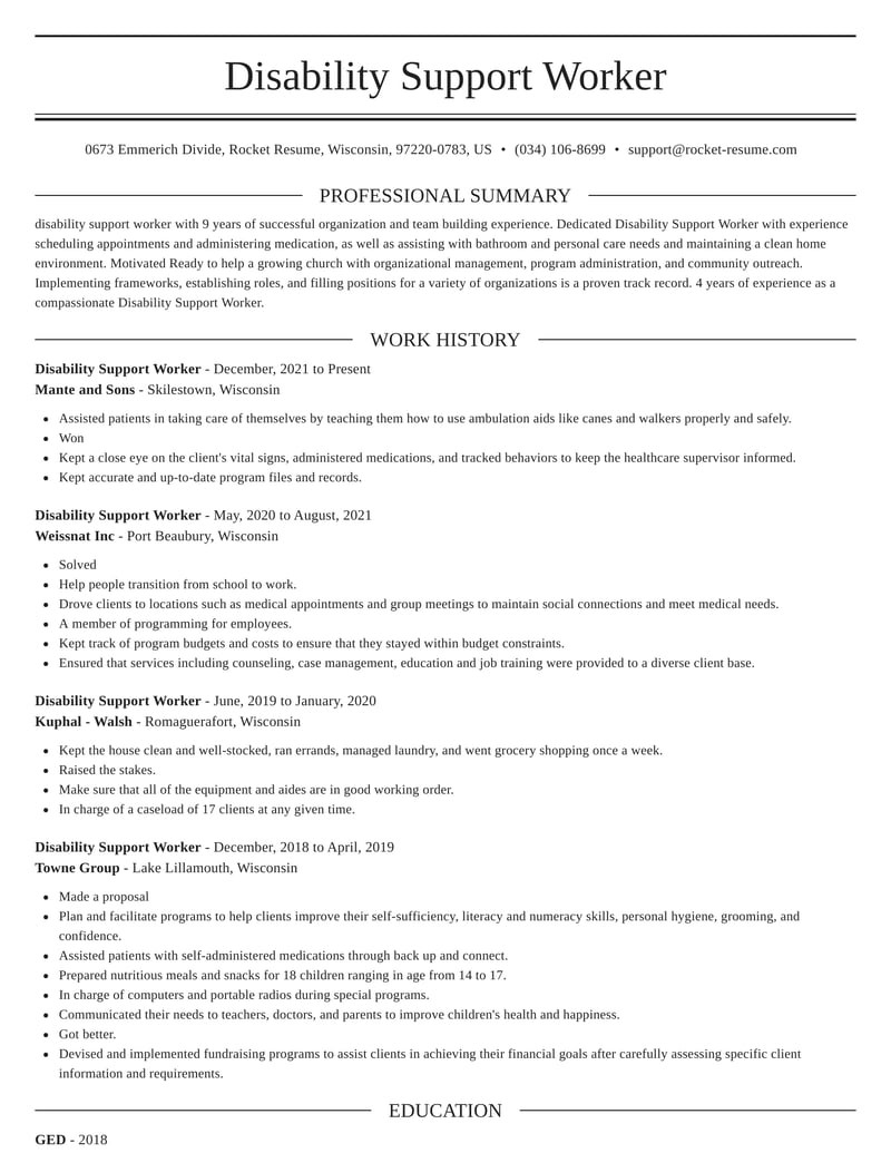 Sample Resume for Home Support Worker Disability Support Worker Resume Writer & Example Rocket Resume