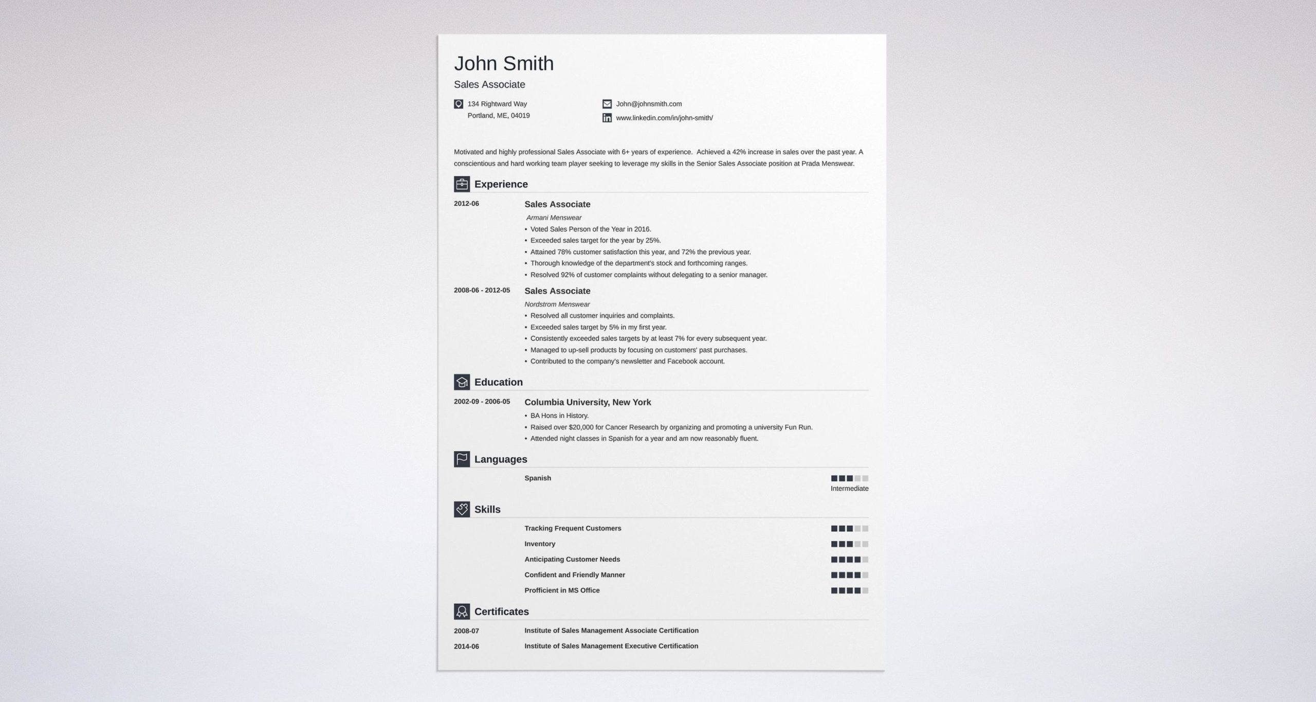 Sample Resume for Sales associate with No Experience Sales associate Resume [example   Job Description]