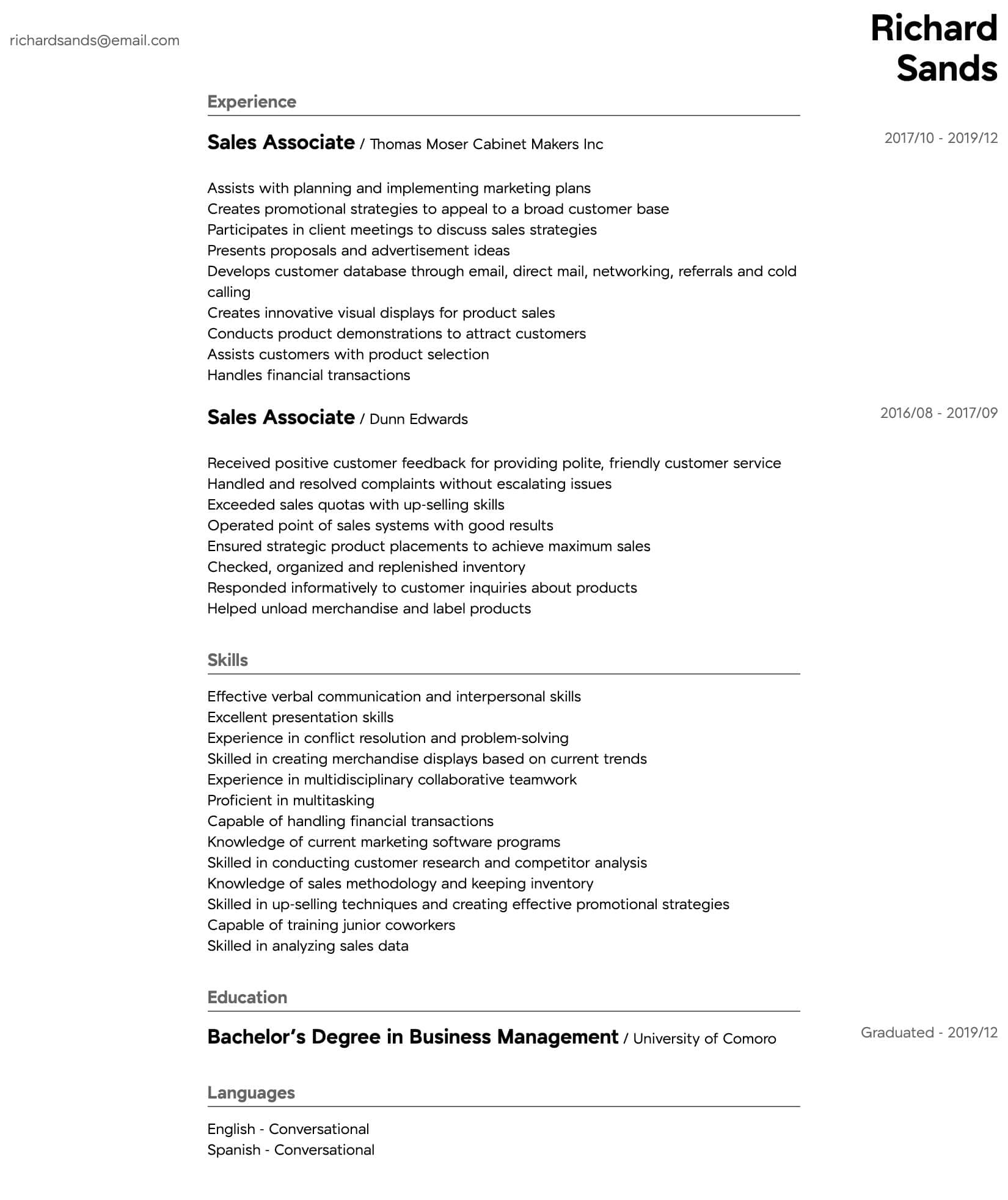 Sample Resume for Sales Clerk Position Sales associate Resume Samples All Experience Levels Resume …