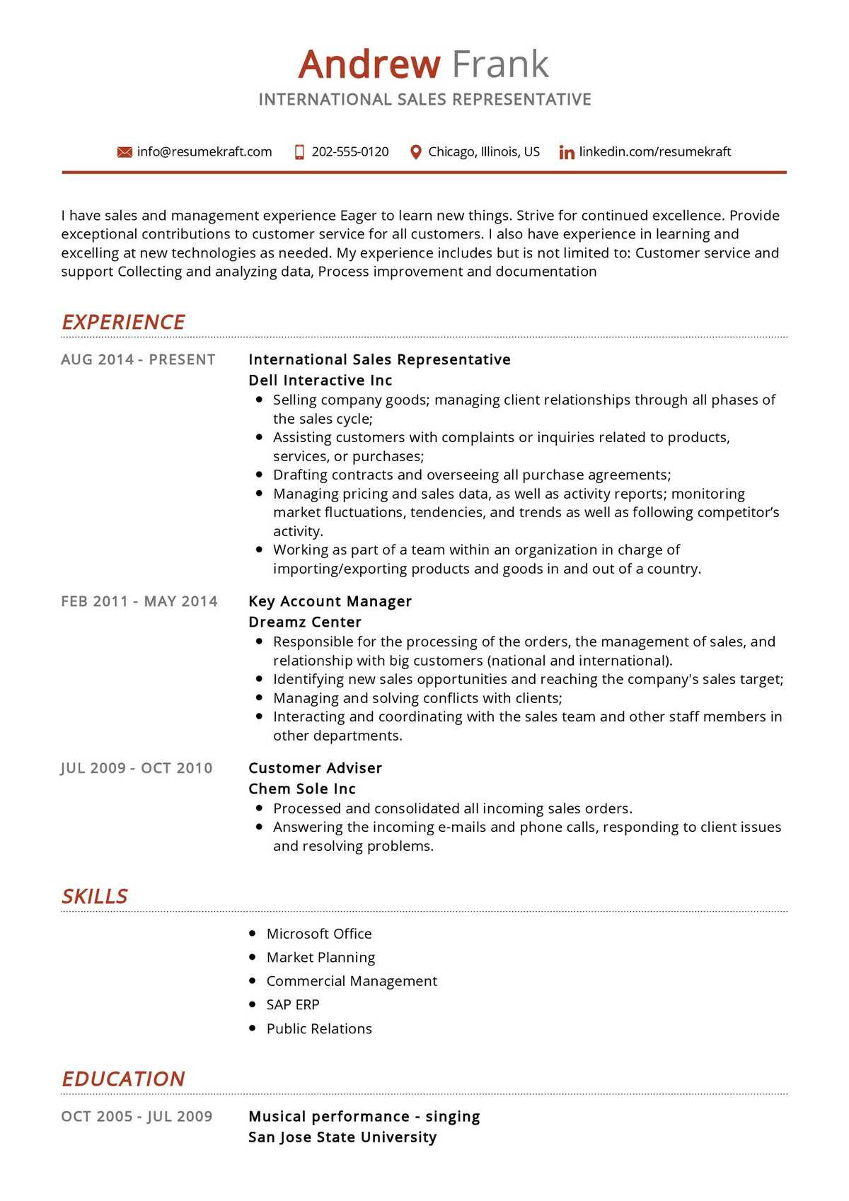 Sample Resume for Sales Representative with No Experience International Sales Representative Resume 2021 Writing Tips …