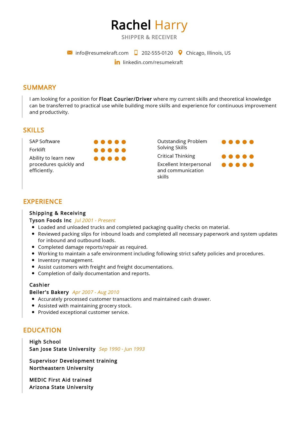 Sample Resume for Shipper and Receiver Shipper and Receiver Resume Sample 2022 Writing Tips – Resumekraft