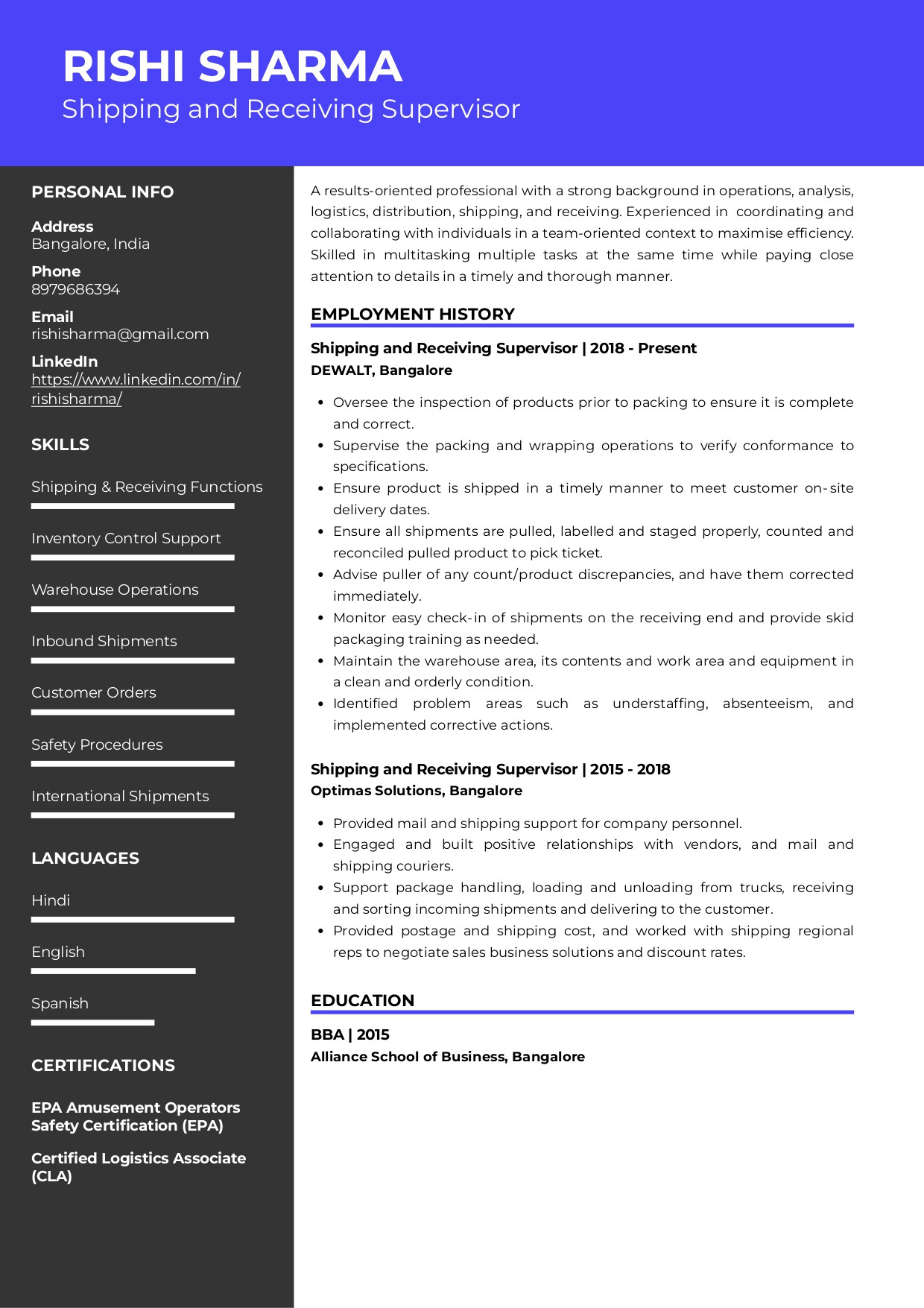 Sample Resume for Shipping and Receiving In A Factory Sample Resume Of Shipping and Receiving Supervisor with Template …