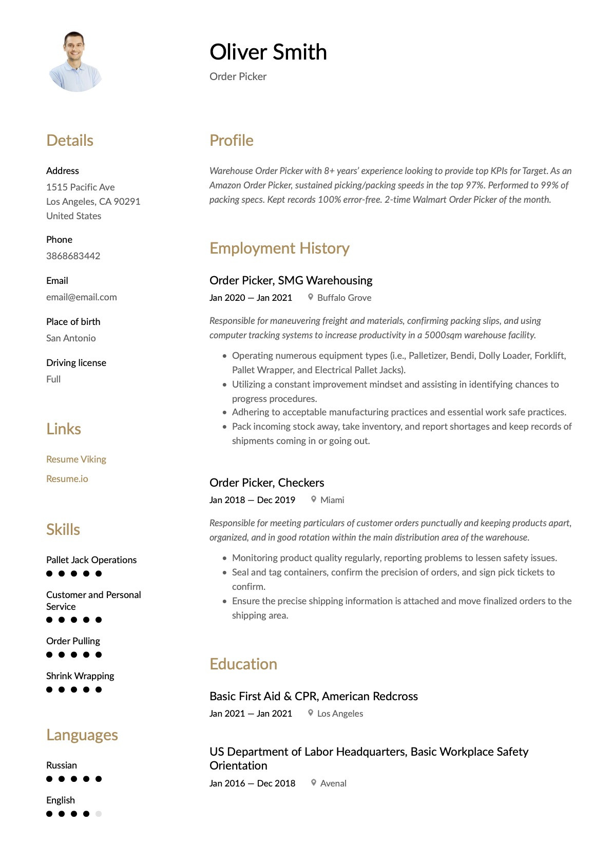 Sample Resume for Warehouse order Picker order Picker Resume & Guide 23 Examples Pdf & Word