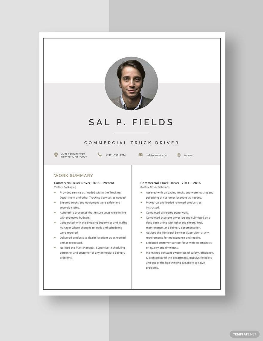 Sample Resume for Warehouse Truck Loader Truck Driver Resume Templates – Design, Free, Download Template.net