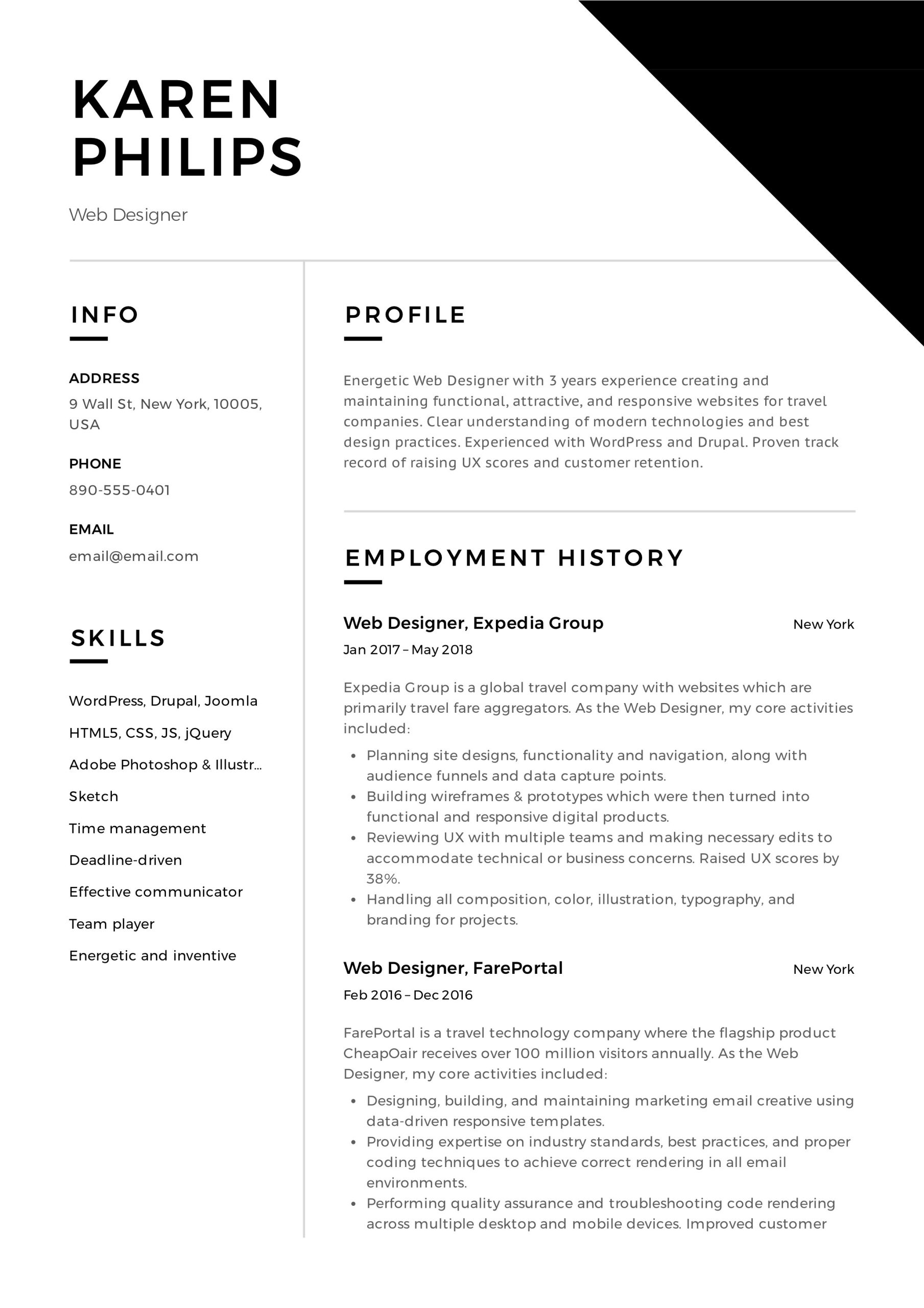 Sample Resume for Web Developer Advertising Agency 19 Free Web Designer Resume Examples & Guide Pdf 2020