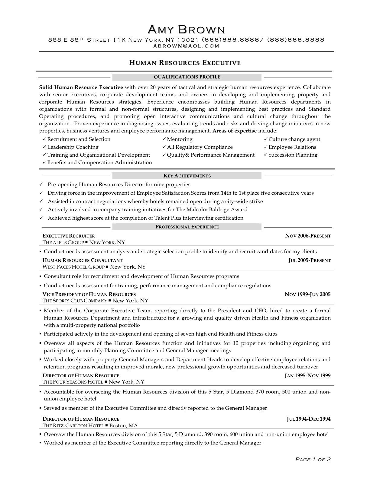 Sample Resume Objectives for Hr Positions Human Resource Generalist Resume – Google Search Human Resources …