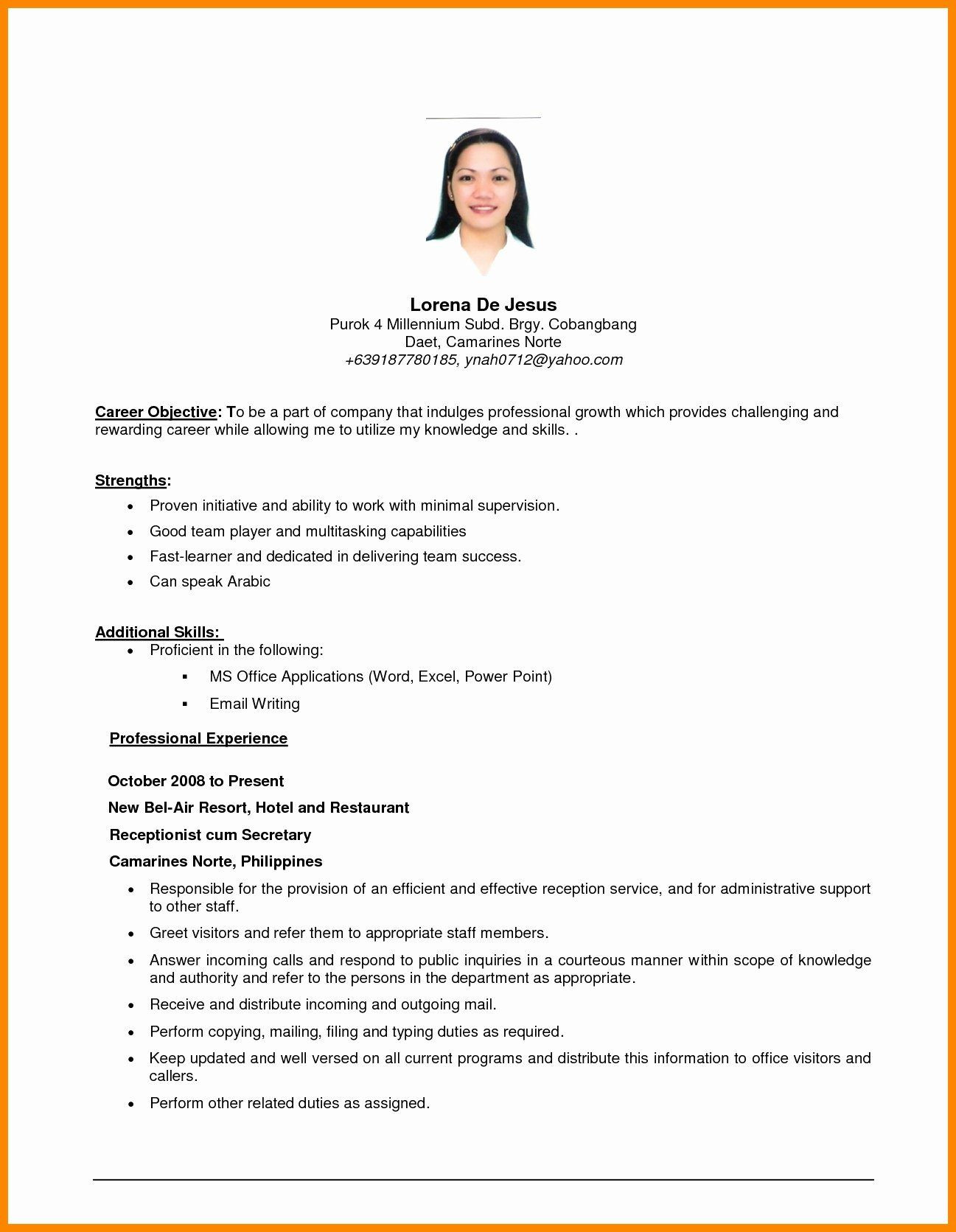 Sample Resume Objectives for It Students Generic Objective for Resume Inspirational General Resume …
