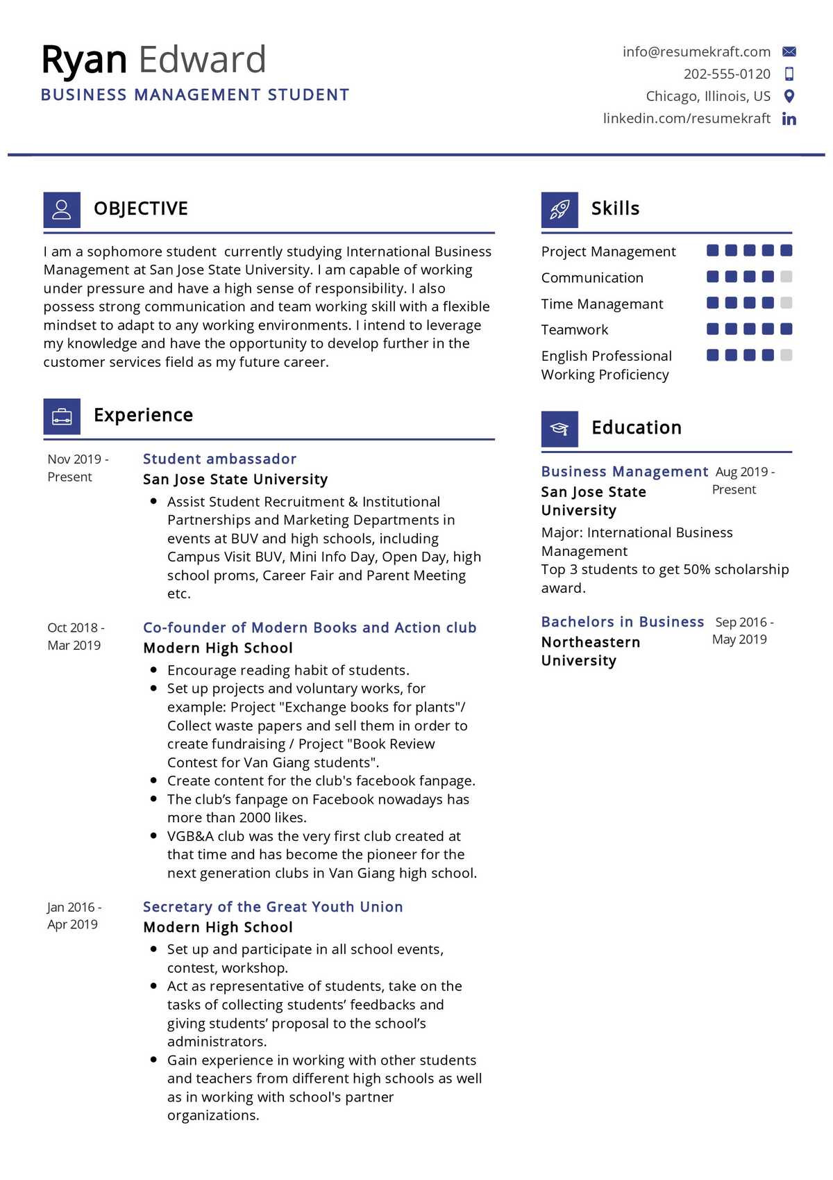 Sample Resume Objectives for Job Fair Business Management Student Resume Example 2022 Writing Tips …