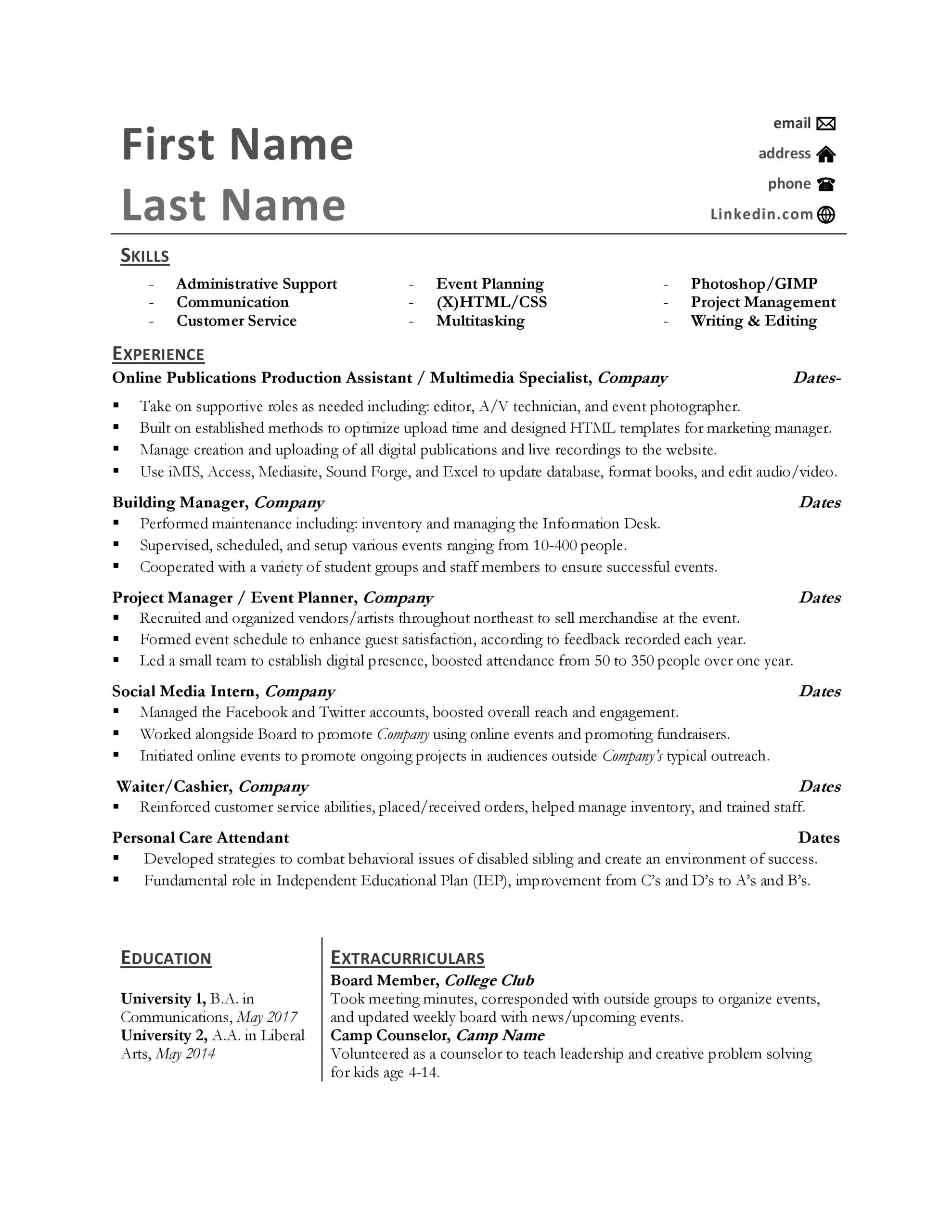 Sample Resume with One Company Multiple Positions Help A Recent Grad with An Awkward Resume. Also, Advice for Best …