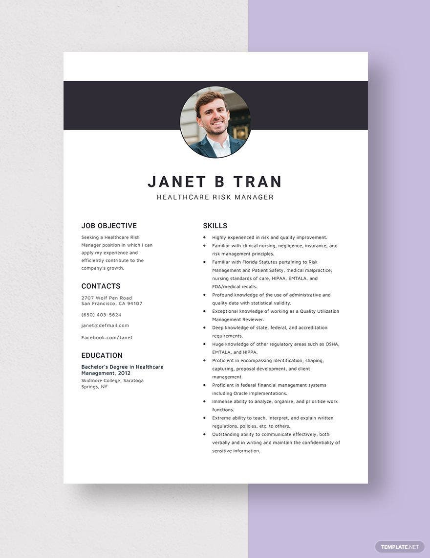 Sample Resumes for Risk Management In Healthcare Healthcare Risk Manager Resume Template – Word, Apple Pages …