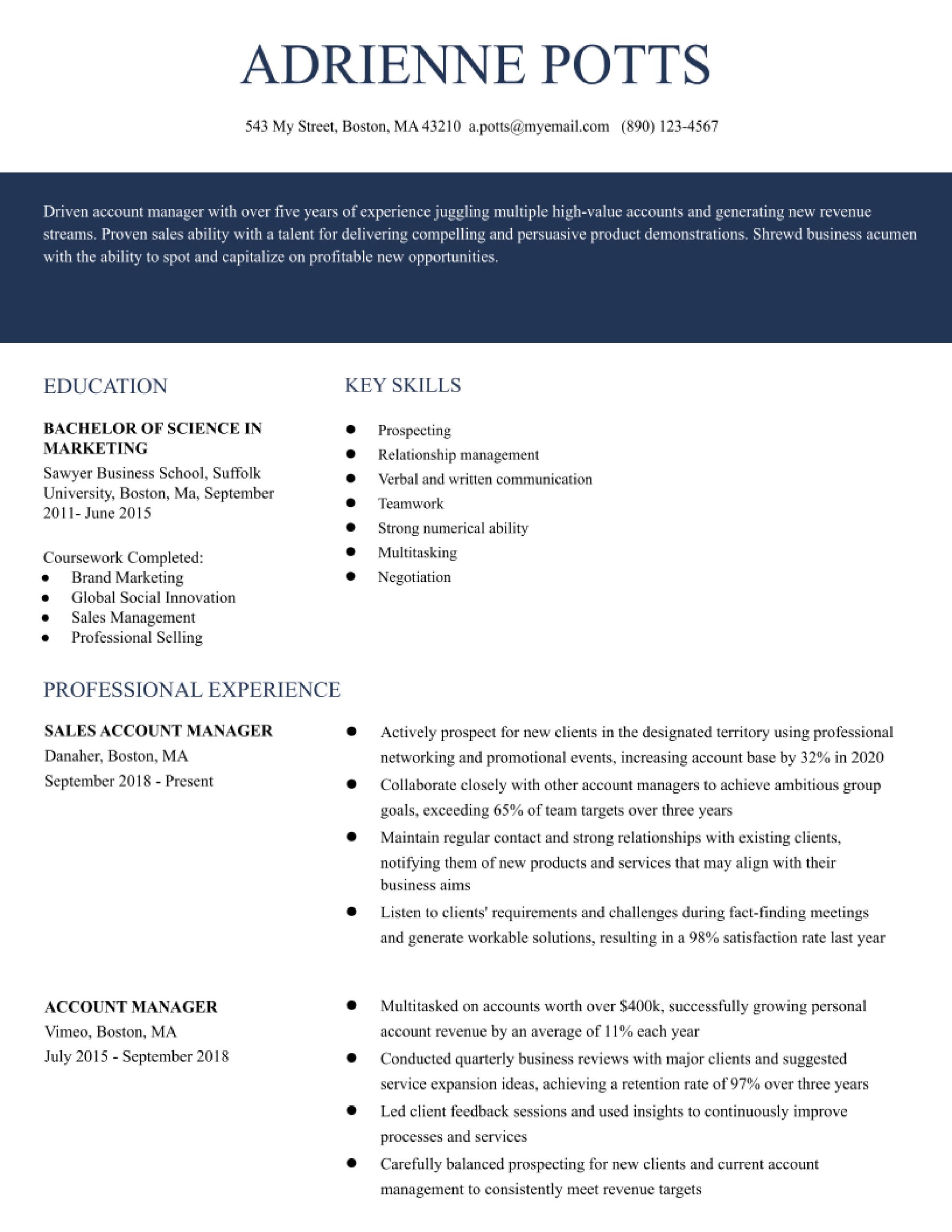 Sample Resumes for Senior Telecommunications Manager Senior Account Manager Resume Examples In 2022 – Resumebuilder.com