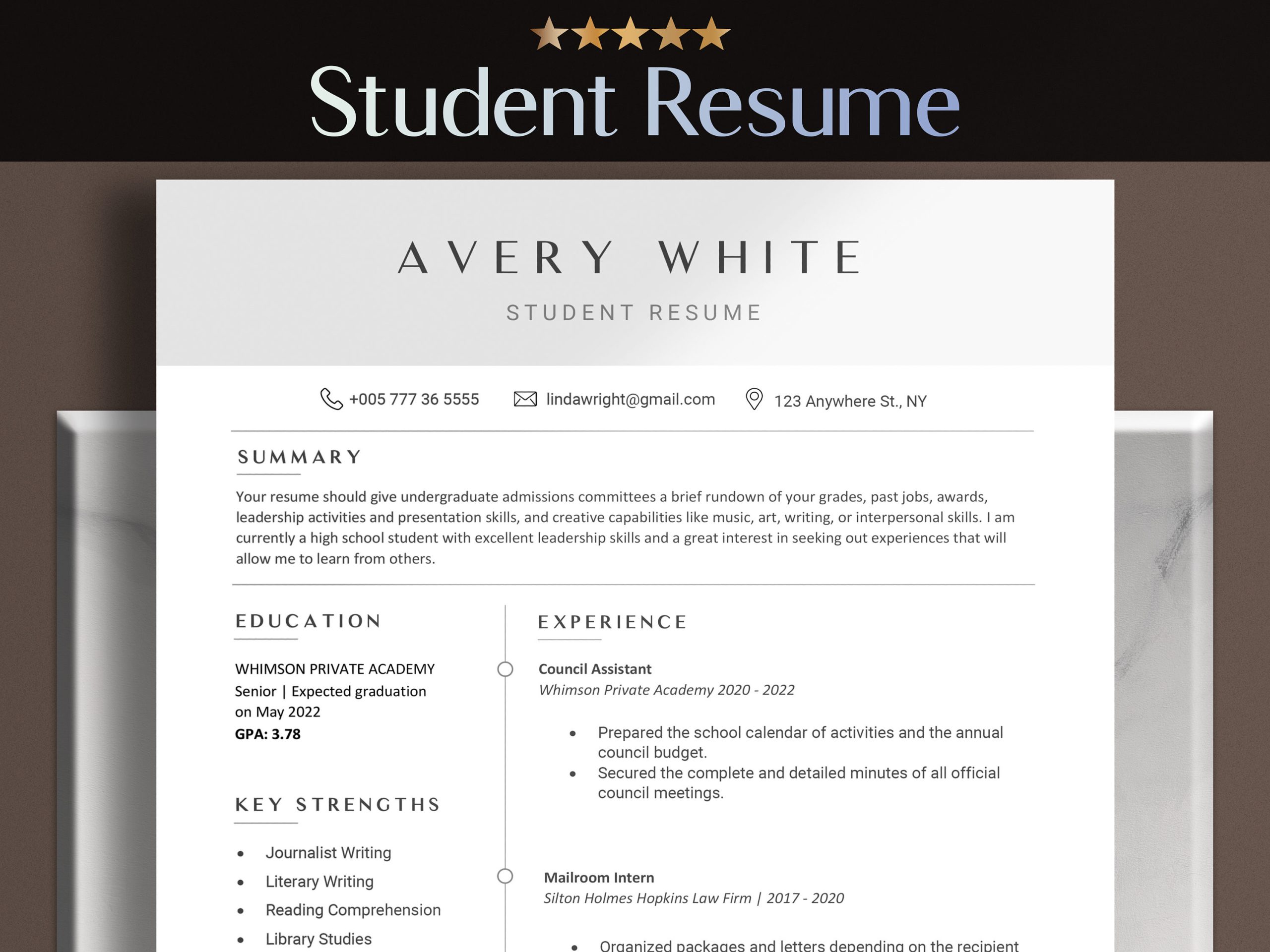 Sample Student Resume for Internship with No Working Experience High School Student Resume with No Work Experience Template – Etsy