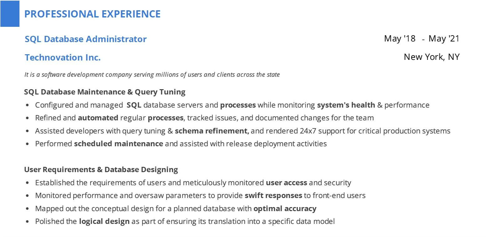 Sql Dba Sample Resume for 2 Years Experience Sql Dba Resume: 2022 Guide with 10lancarrezekiq Samples and Examples