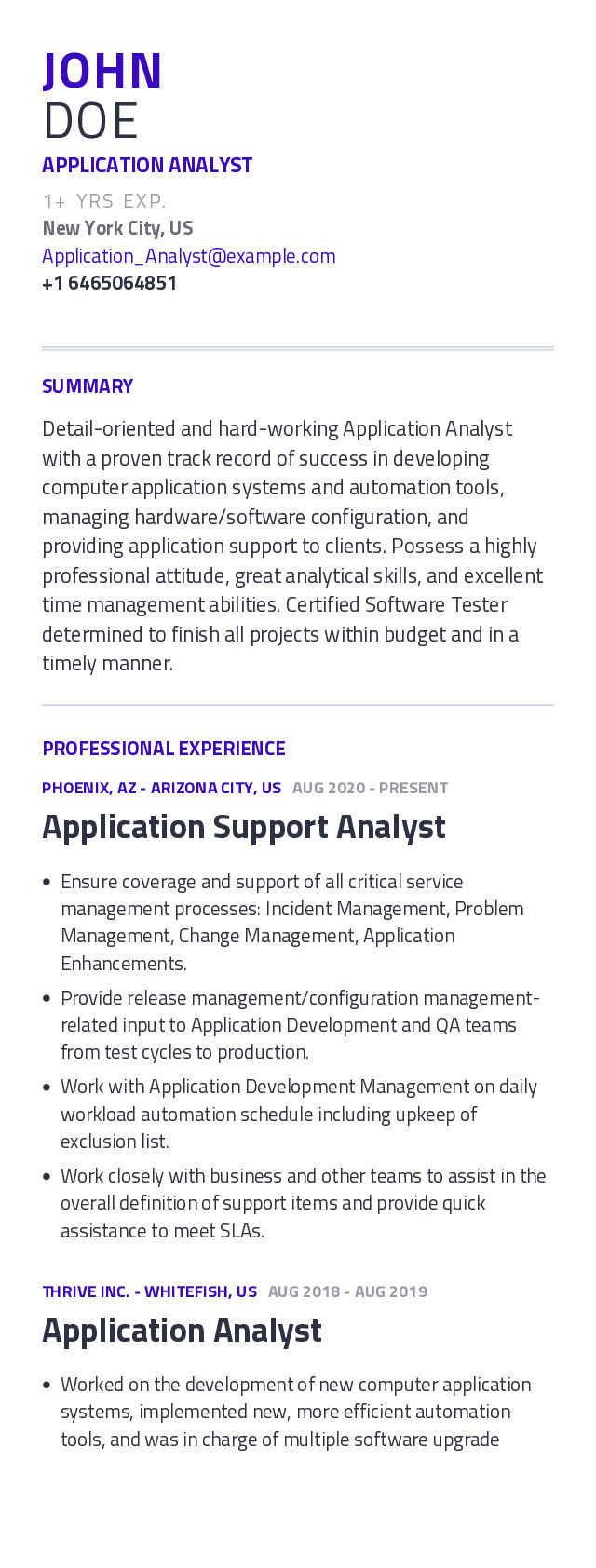Application Support Technical Analyst Resume Samples Application Analyst Resume Example with Content Sample Craftmycv