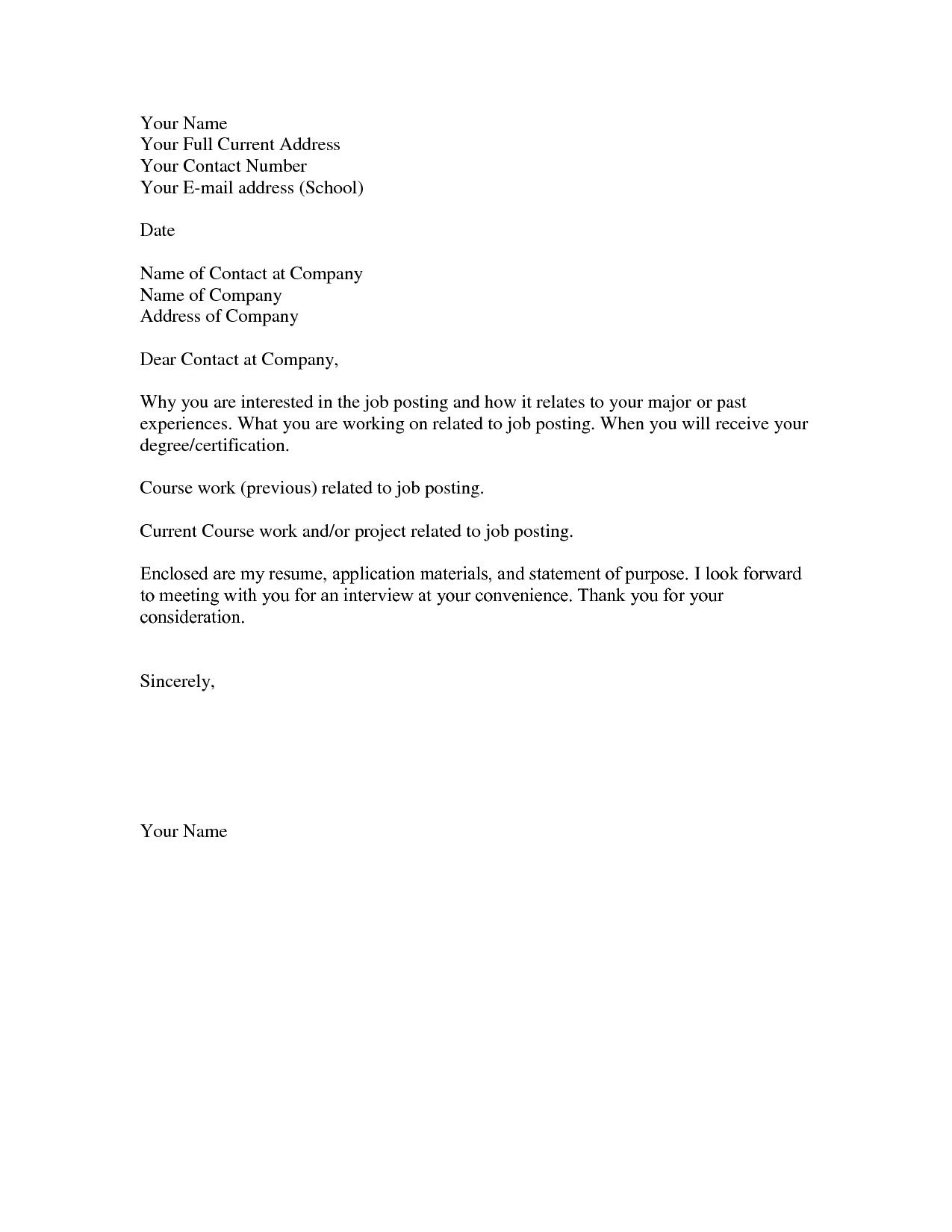 Basic Sample Cover Letter for Resume Basic Cover Letter for A Resume