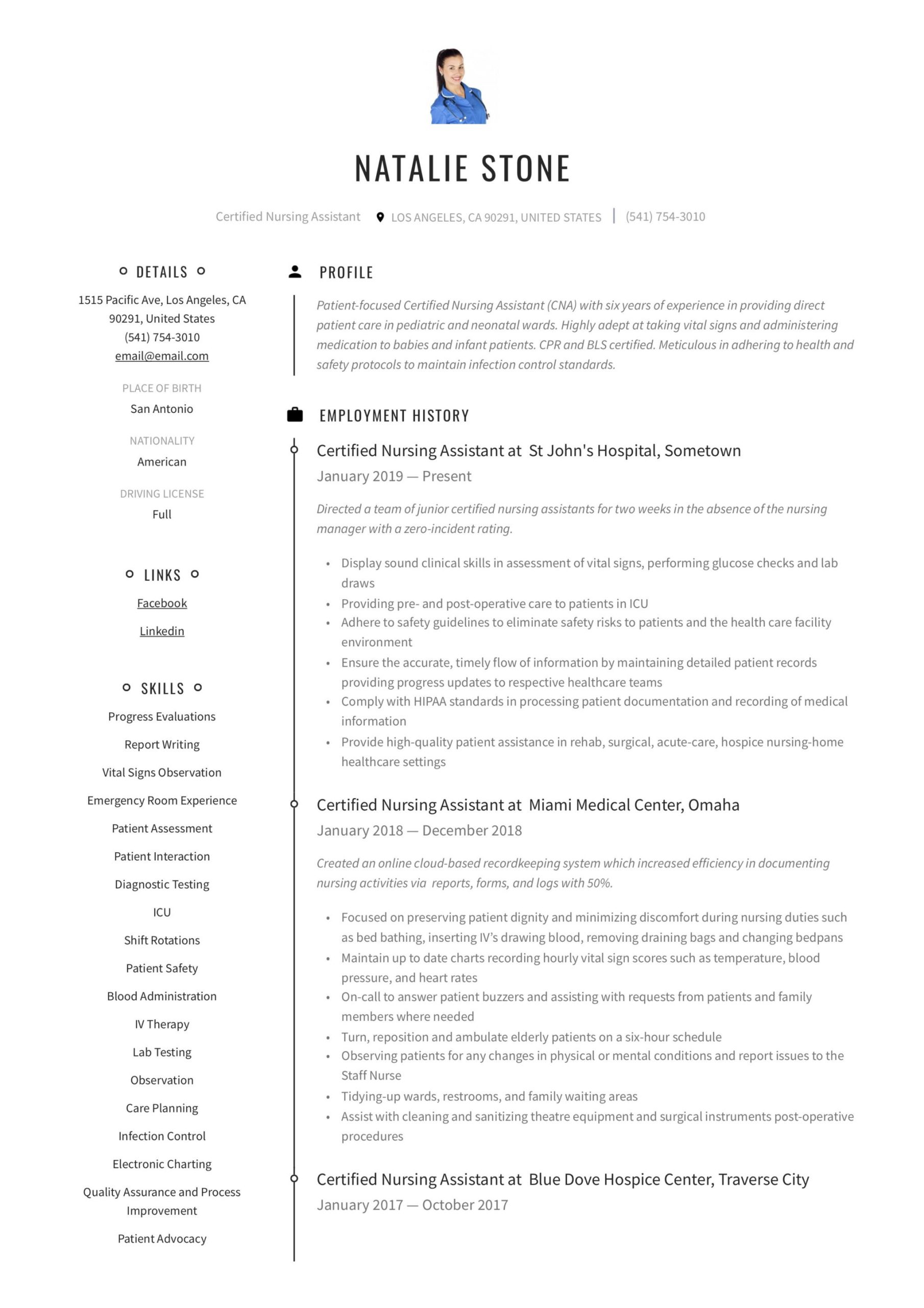 Cna Resume Sample for Nursing Home Certified Nursing assistant Resume & Writing Guide 12 Templates …