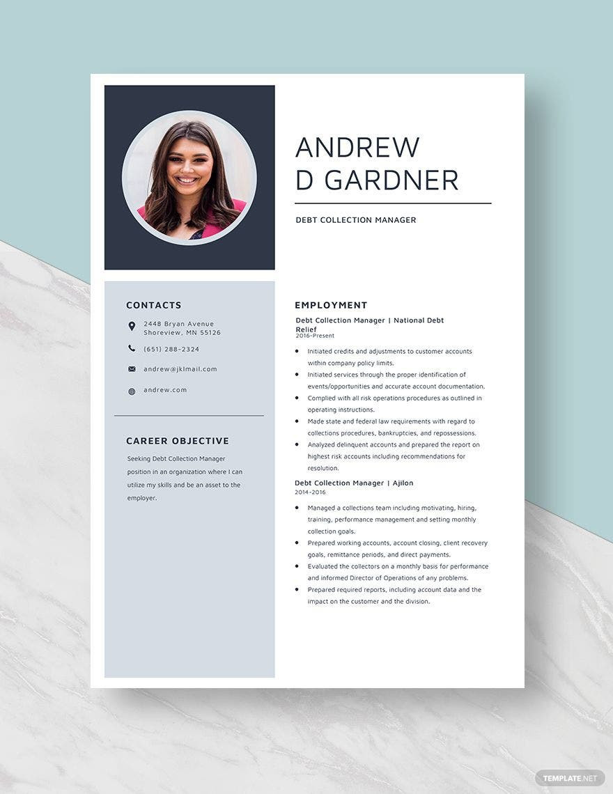 Credit and Collections Manager Resume Sample Debt Collection Manager Resume Template – Word, Apple Pages …