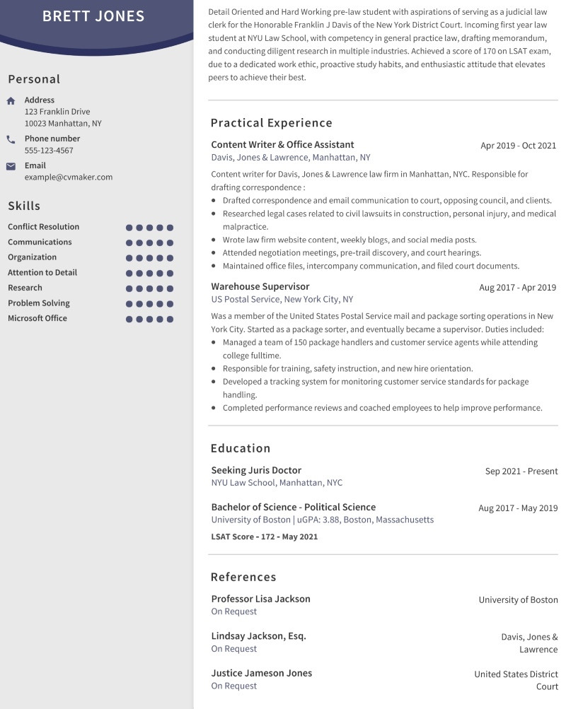 Direct Support Professional and Medical Clerk Resume Sample Law Clerk Resume Sample, Example & How to Write Tips 2022 …