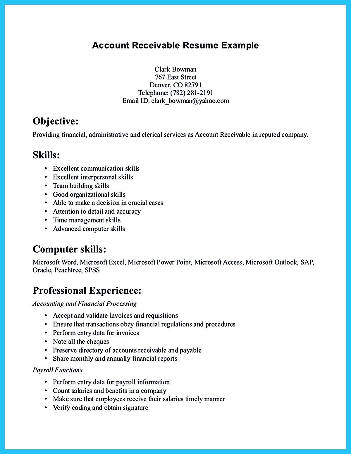 Entry Level Account Receivable Resume Sample Perfect Accounts Receivable Resume to Get Hired Immediately …