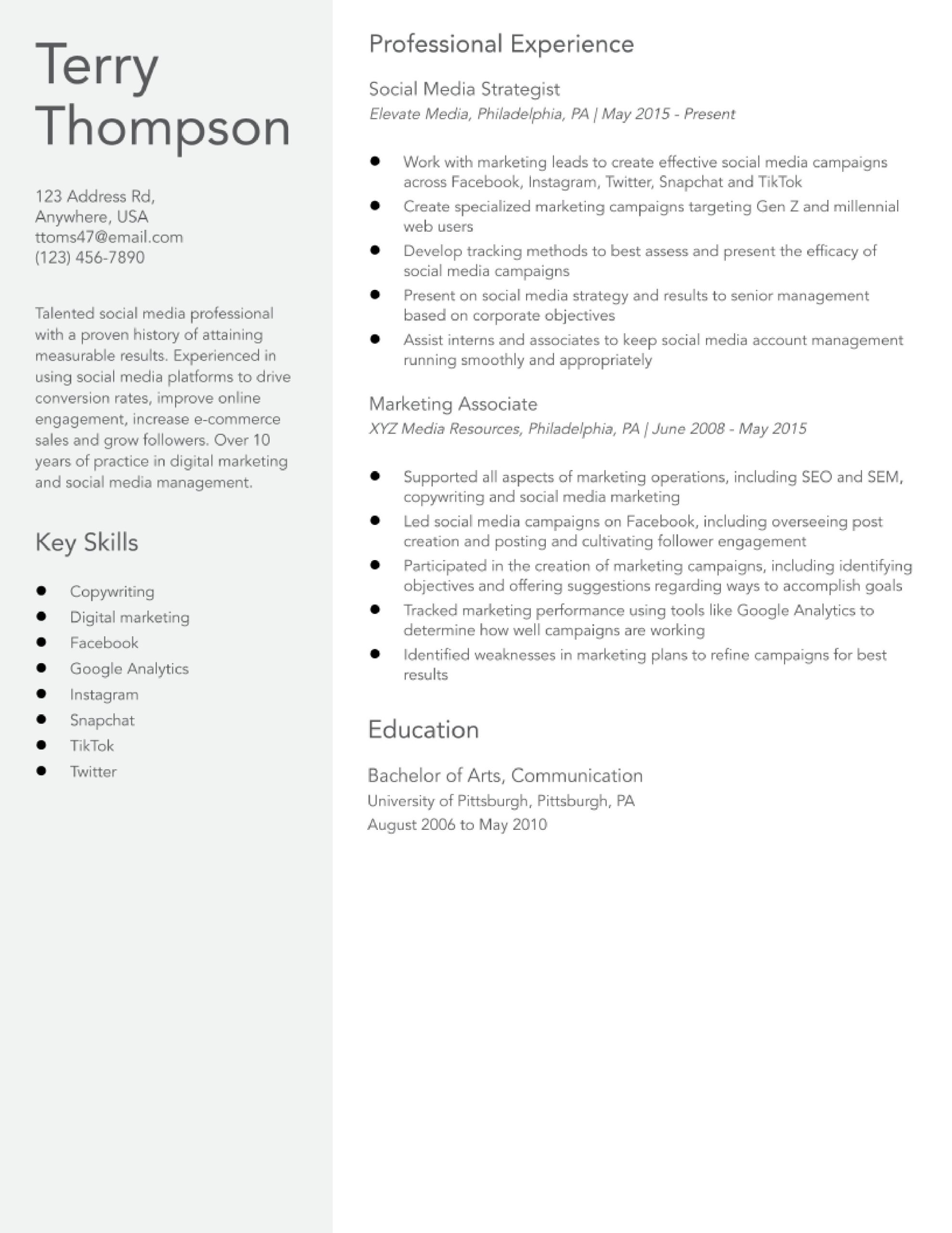 Entry Level social Media Marketing Resume Sample social Media Manager Resume Examples In 2022 – Resumebuilder.com Entry Level social Media Marketing Resume Sample social Media Manager Resume Examples In 2022 – Resumebuilder.com