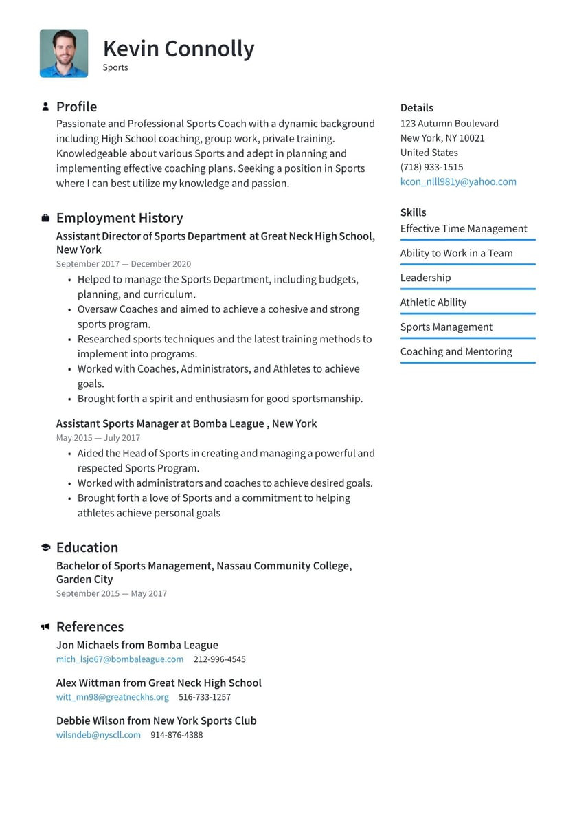 Entry Level Sports Management Resume Sample Sports Resume Examples & Writing Tips 2022 (free Guide) Â· Resume.io