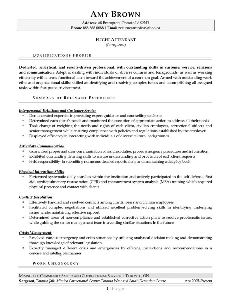 Flight attendant Sample Resume Entry Level Flight attendant Resume Example Resume Professional Writers