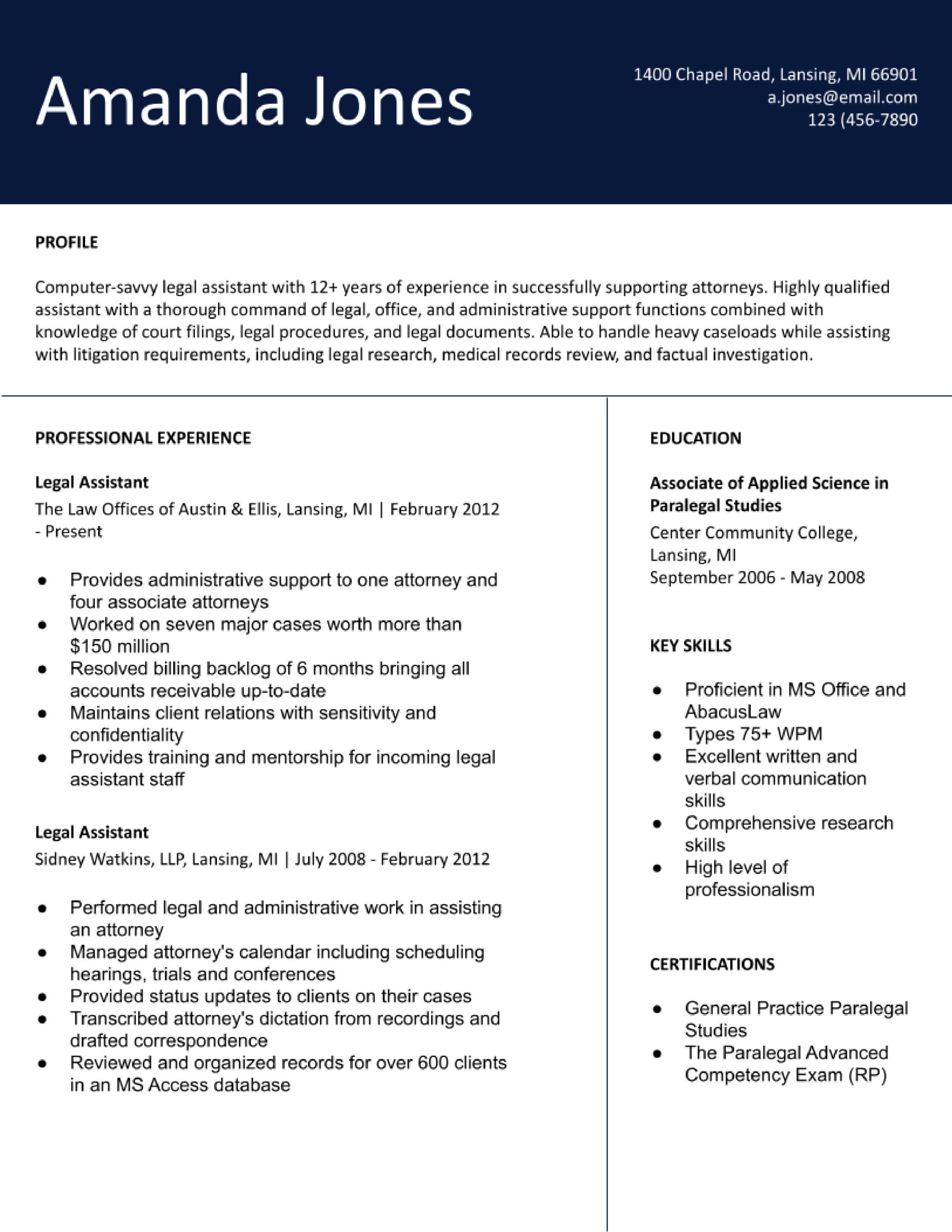 Free Sample Resume for Legal assistant Legal assistant Resume Examples In 2022 – Resumebuilder.com