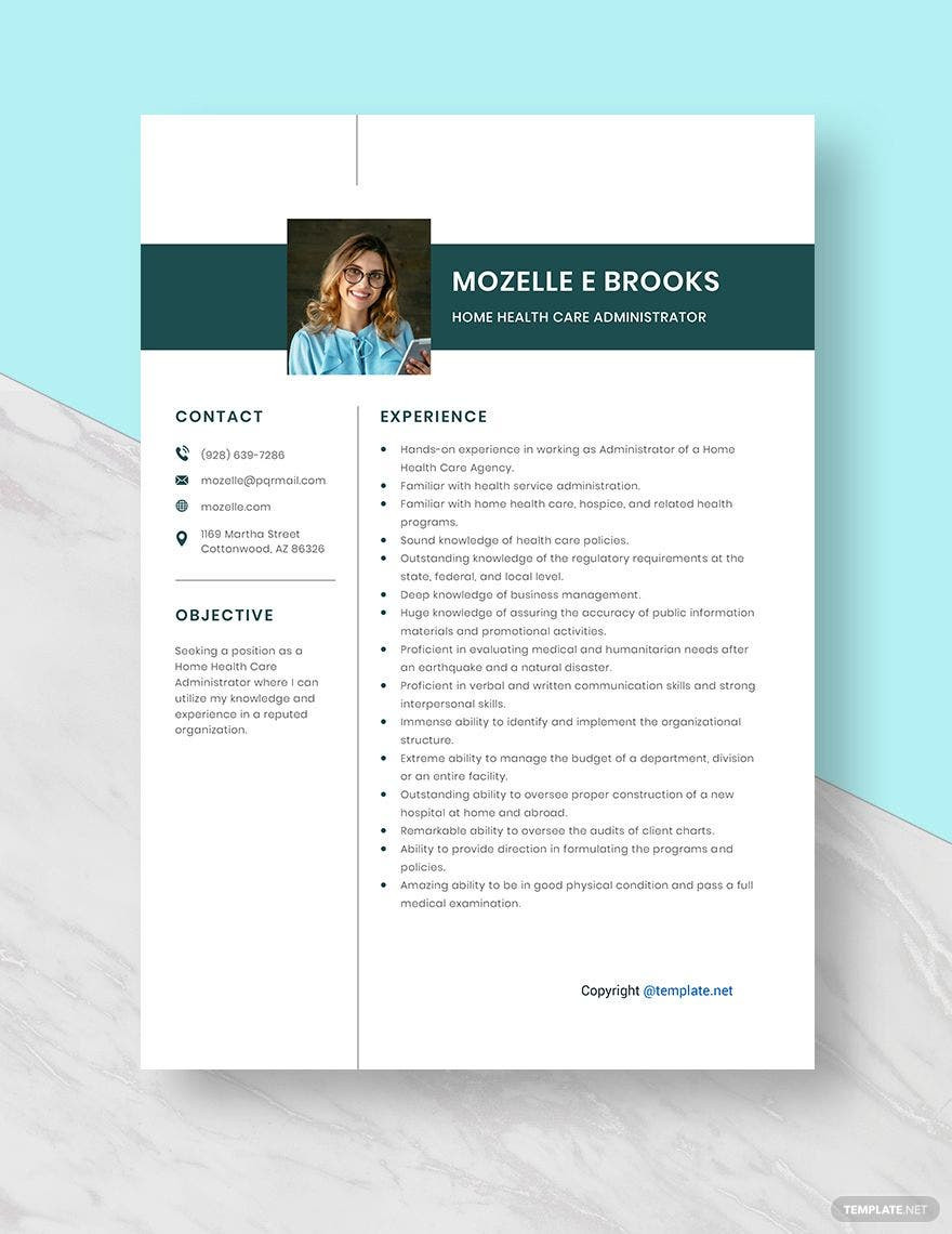 Home Health Care Administrator Resume Sample Home Health Care Administrator Resume Template – Word, Apple Pages …