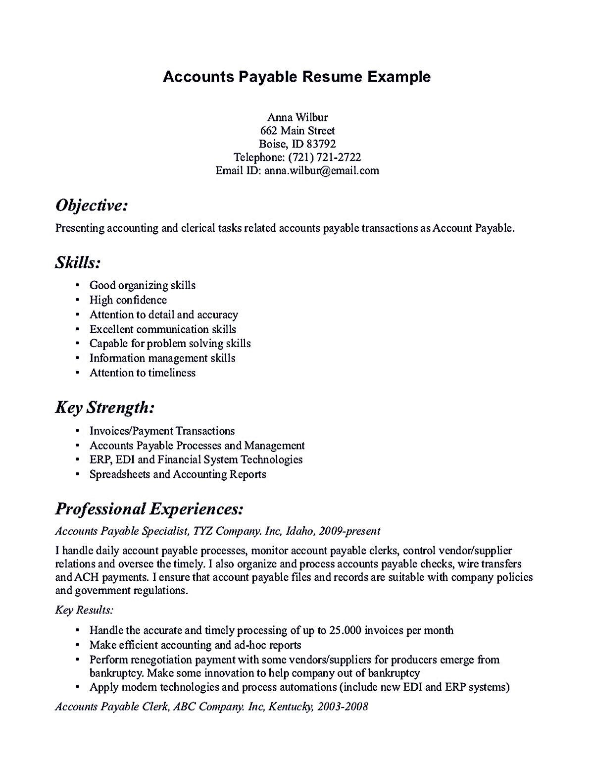 Interpersonal Skills On A Resume Sample Account Payable Resume Display Your Skills as Account Payable …