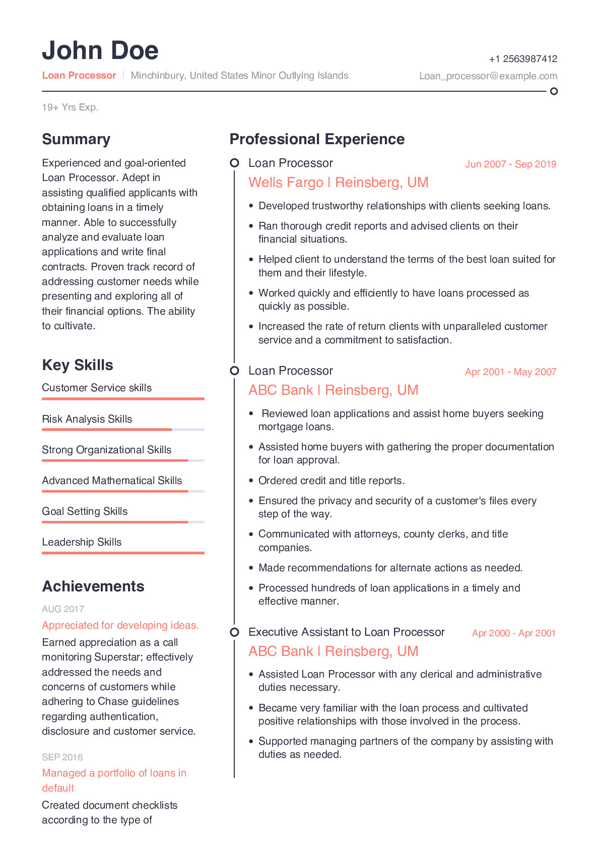 Lending Administrator Achievement Based Resume Samples Loan Processor Resume Example with Content Sample Craftmycv