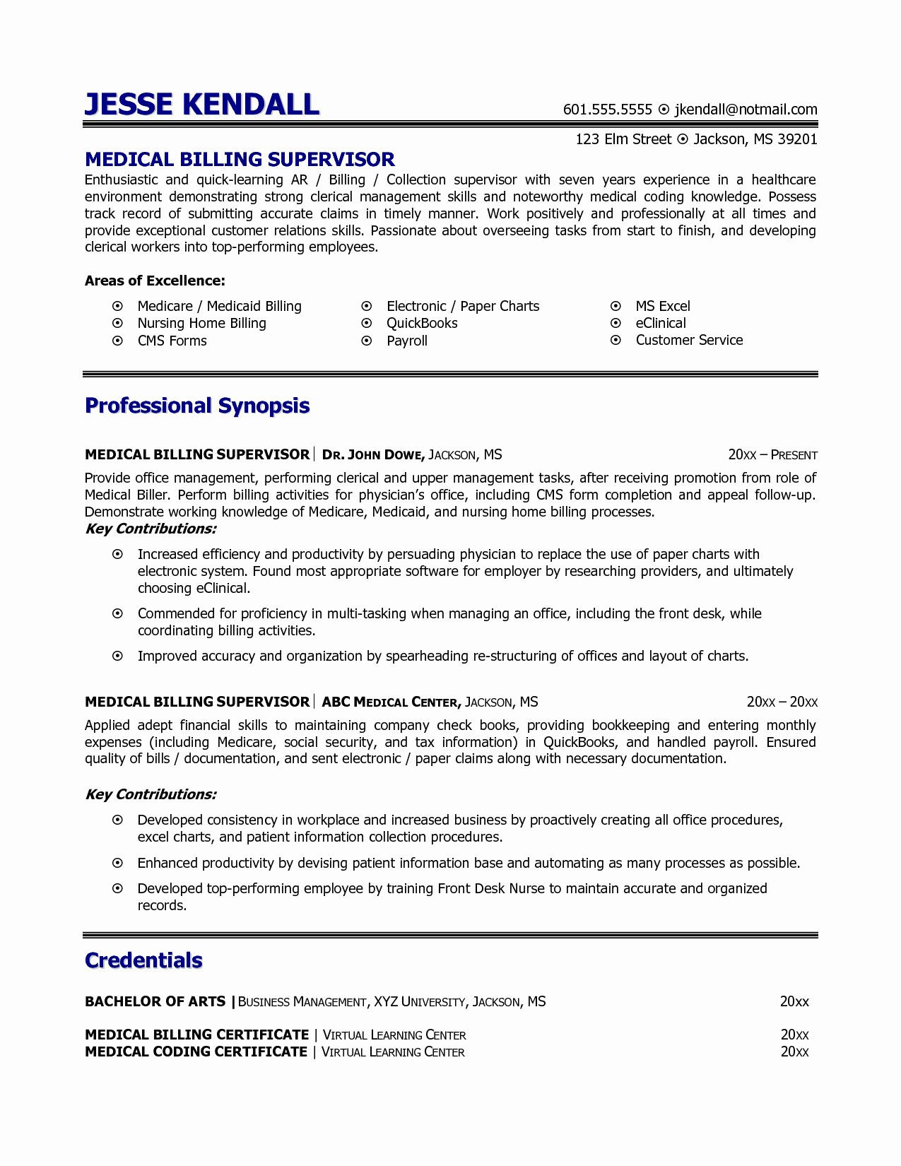 Medical Billing and Collections Sample Resume Medical Biller Resume Examples Lovely Medical Billing and Coding …