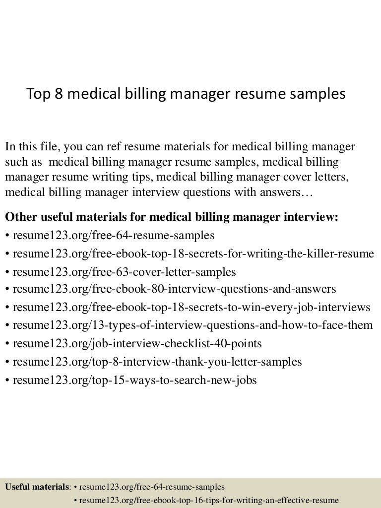 Medical Billing Office Manager Resume Samples top 8 Medical Billing Manager Resume Samples