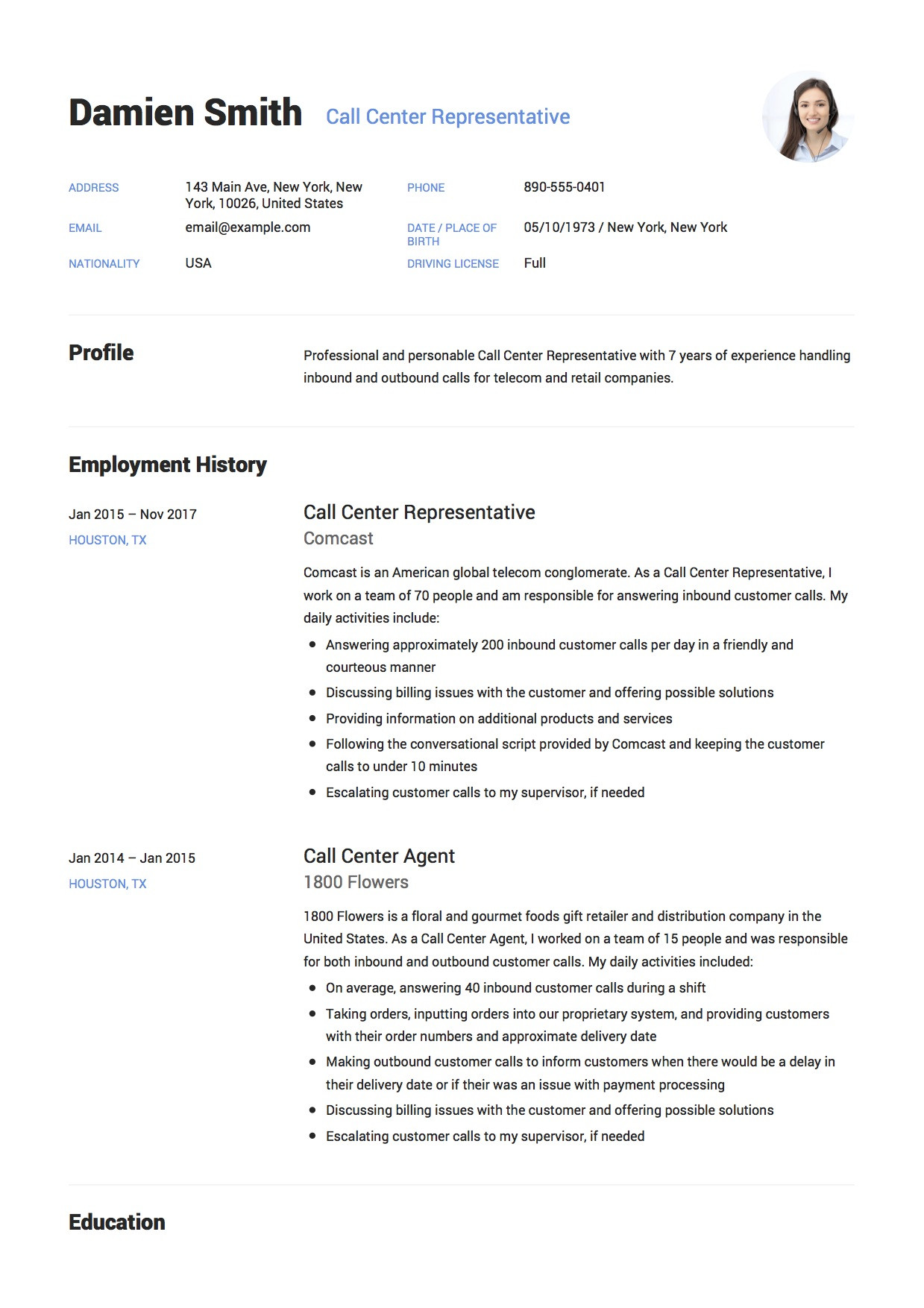 No Experience Call Center Resume Sample Call Center Resume & Guide (lancarrezekiq 12 Free Downloads) 2022