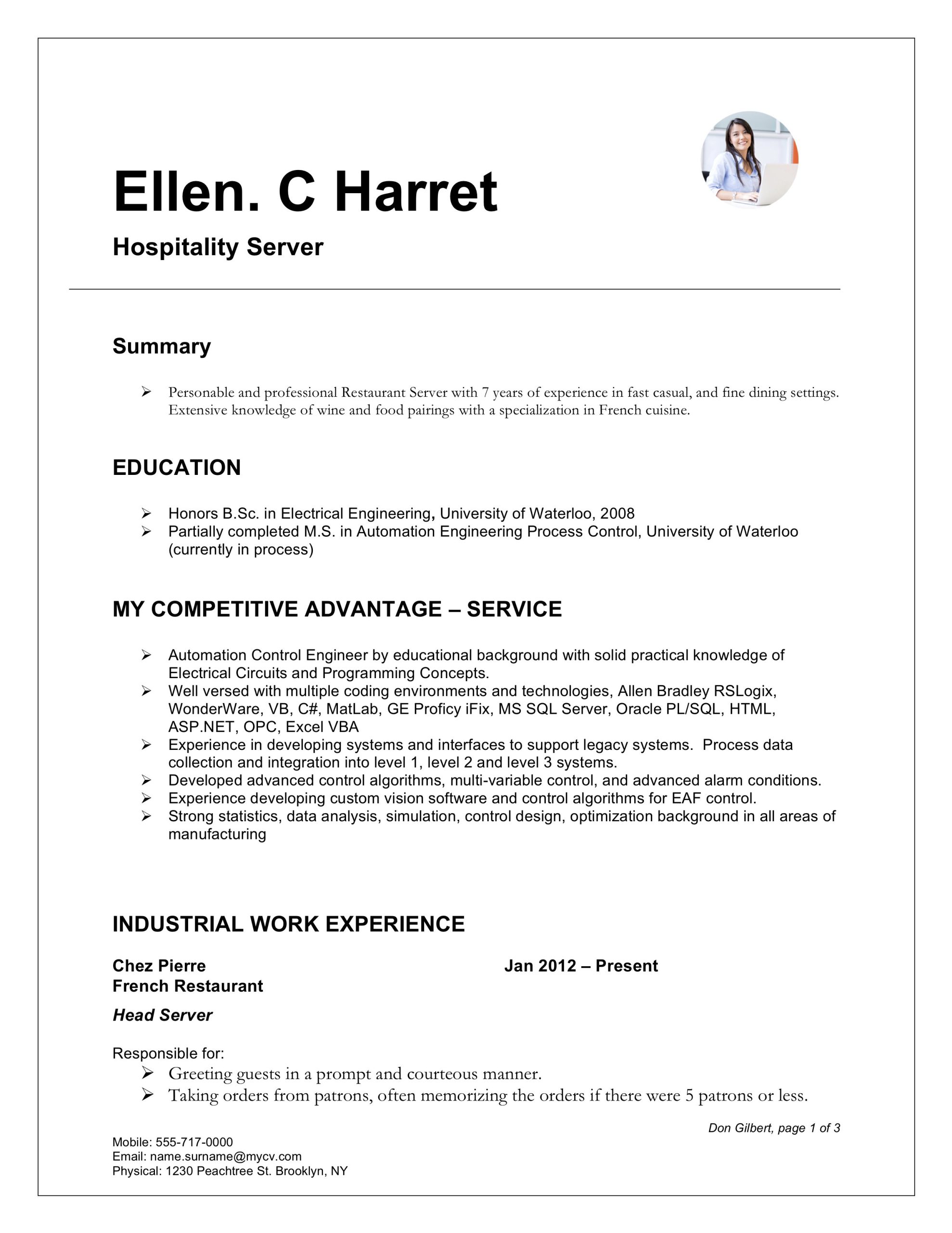 No Experience Food Server Resume Sample Server Resume & Writing Guide   17 Examples (free Downloads) 2020