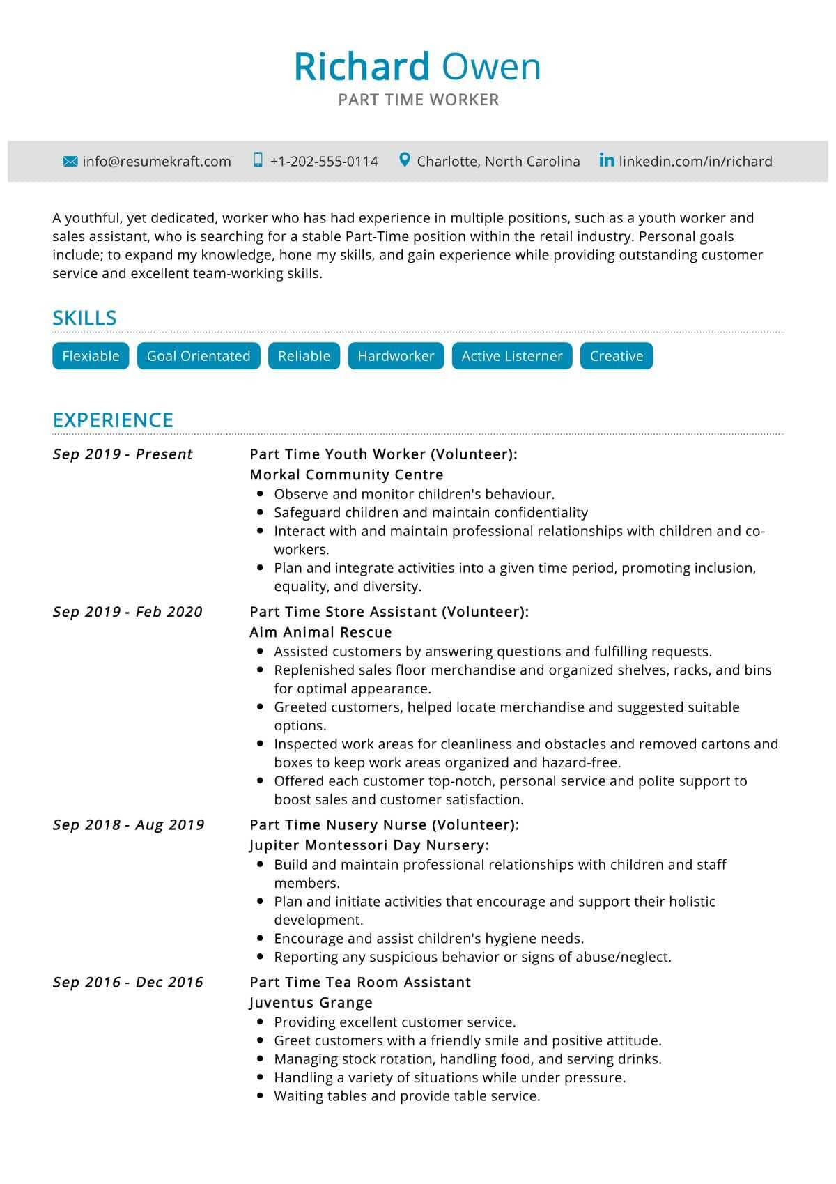 Part Time Customer Service Resume Sample Part-time Job Resume Sample 2022 Writing Tips – Resumekraft