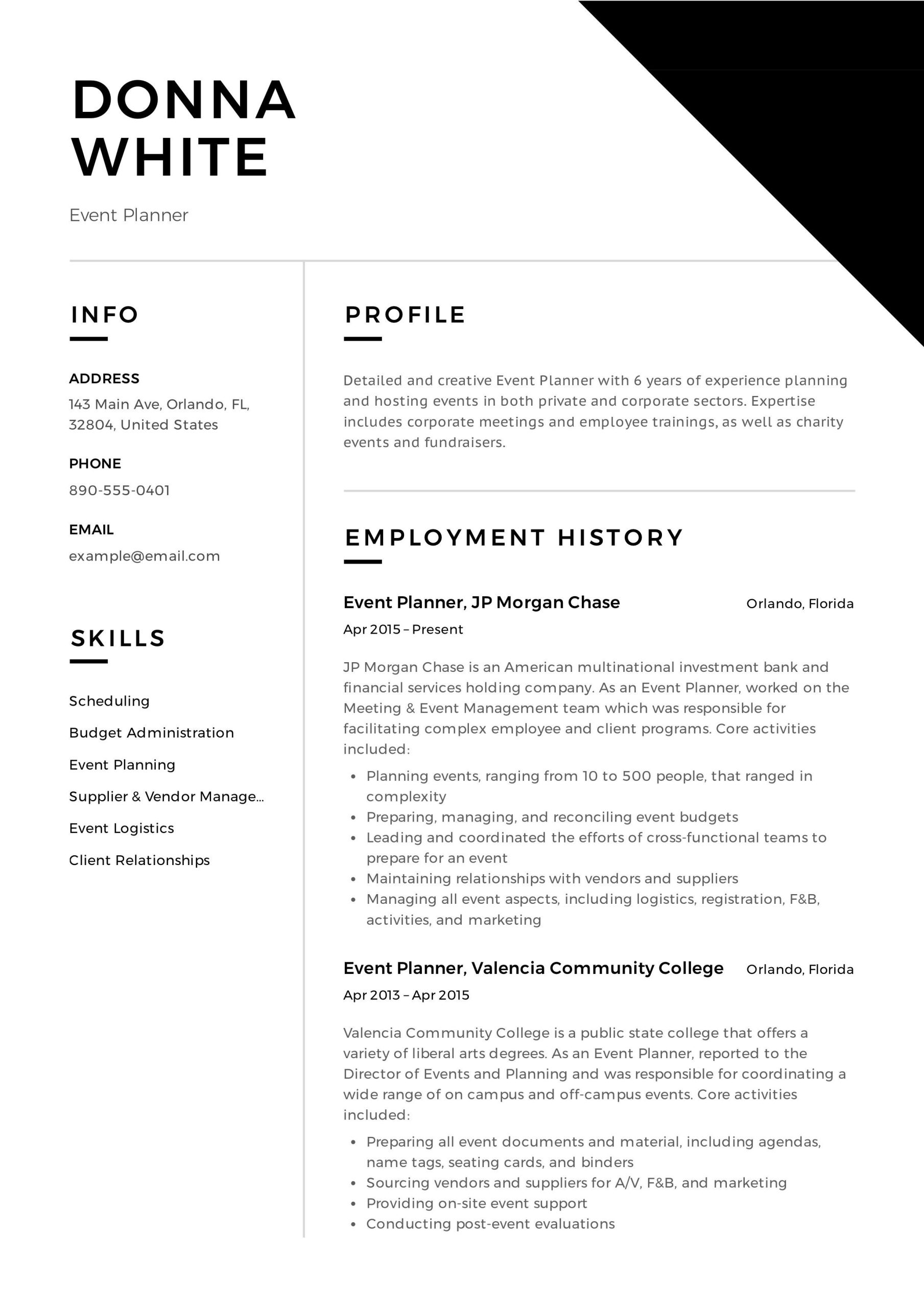 Party Planning event Layout Resume Samples event Planner Resume event Planner Resume, Professional Resume …